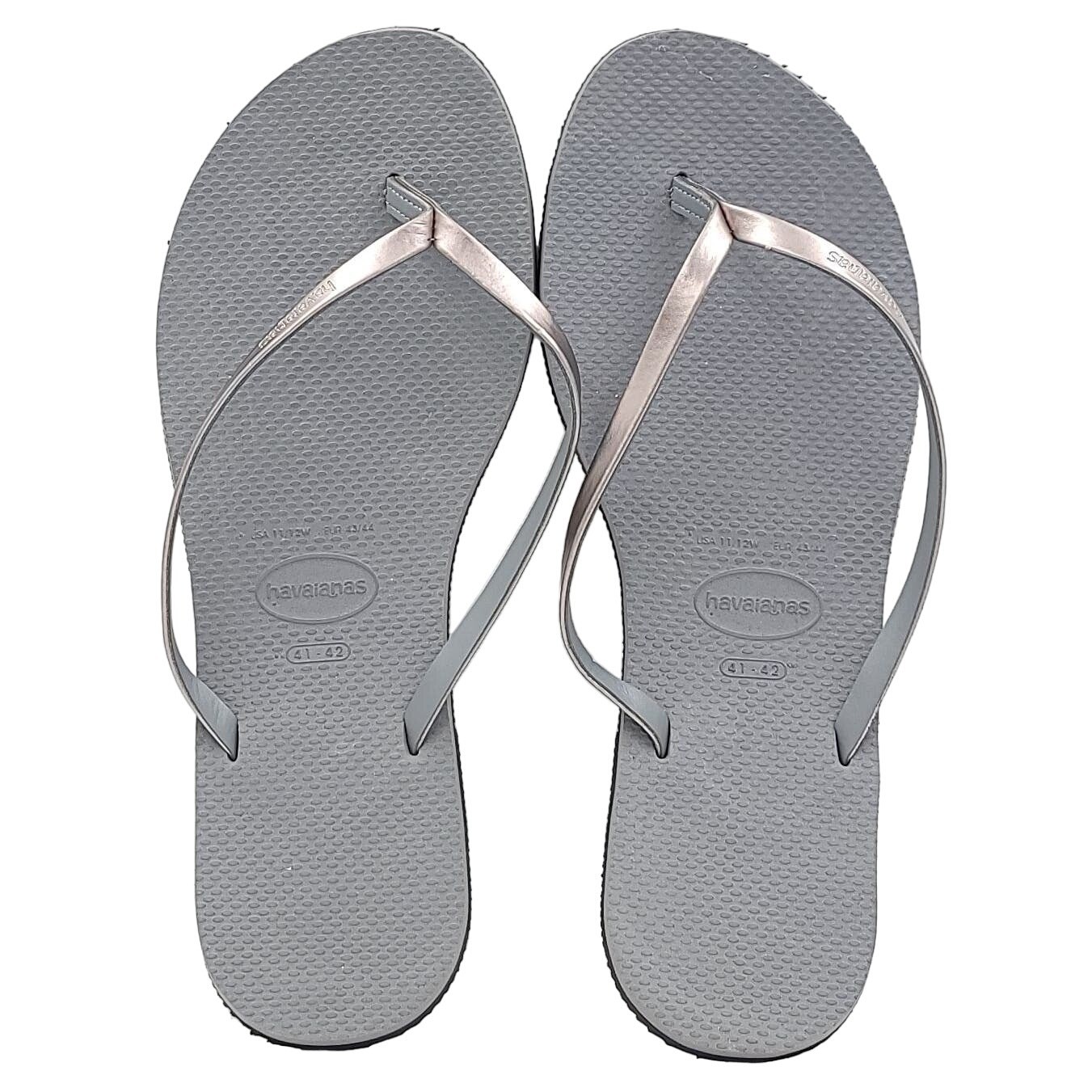 Havaianas Women You Metallic Thong Flip Flop Sandals US 11/12 Steel Gray