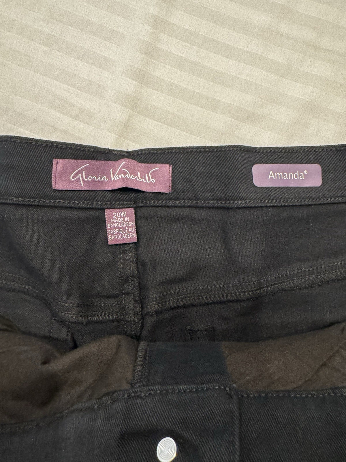 Gloria Vanderbilt Women’s Black Tapered Denim Jeans 5-Pocket Plus Size 20W