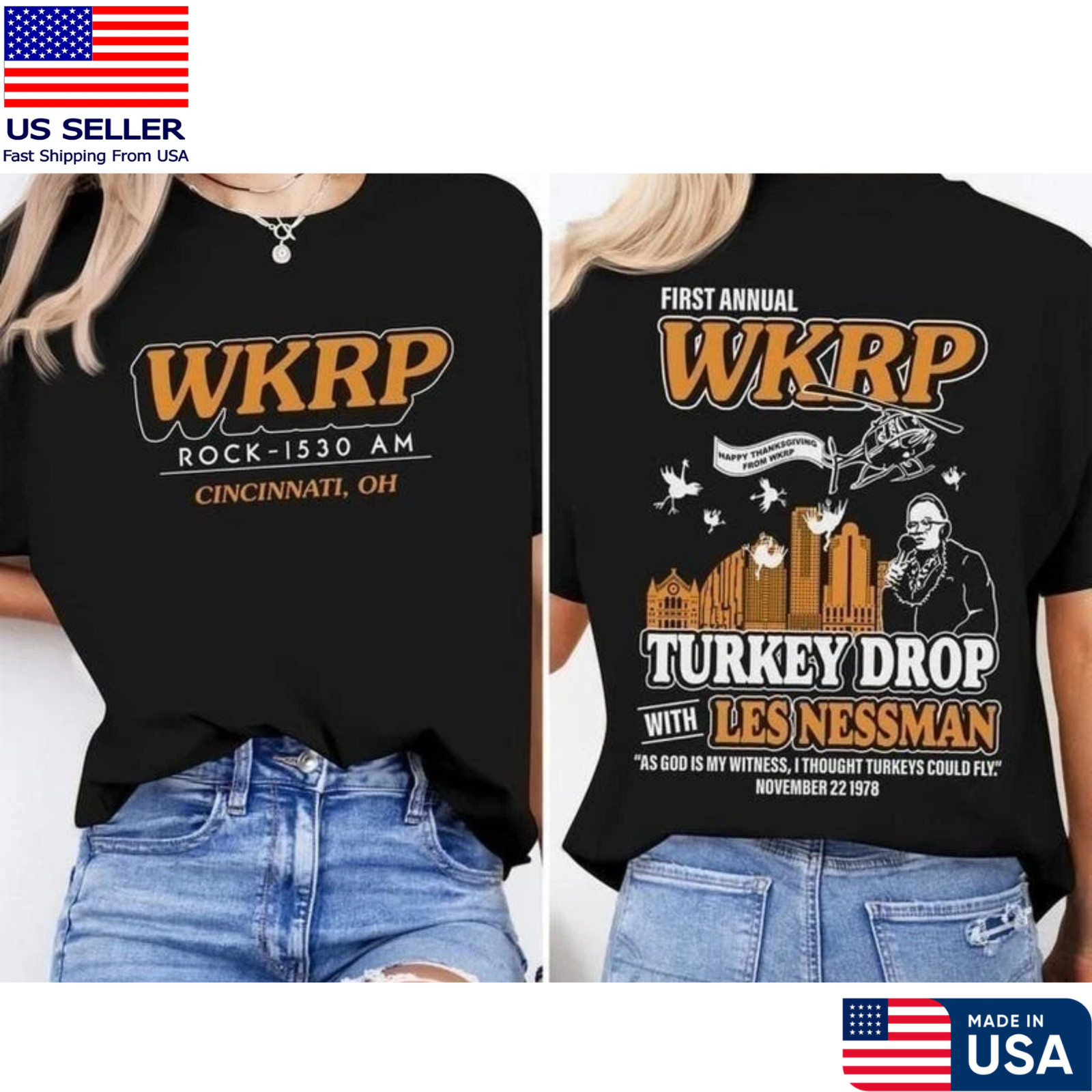 First Annual Wkrp Turkey Drop Shirt, Thanksgiving Wkrp Shirt, Wkrp In Cincinnati