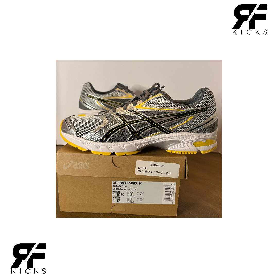 ASICS Gel DS Trainer 14 White Tai Chi Yellow Style 1203A607-101 SZ 10.5