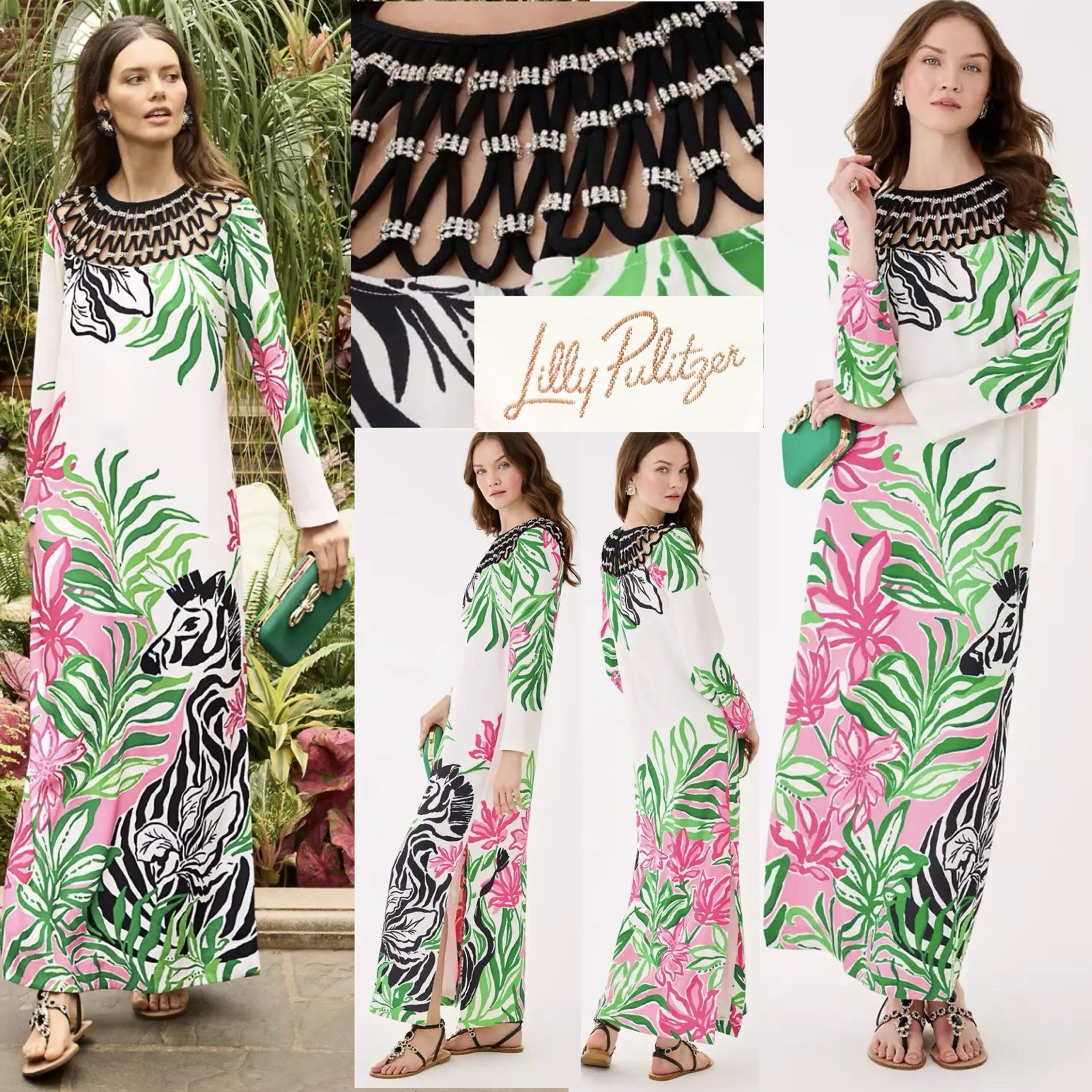 NWT $598 Lilly Pulitzer Jaycen Maxi 10 in Coconut Prancing In The Moonlight Eng