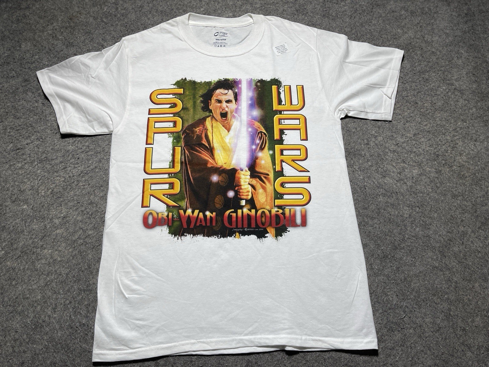 NEW Vtg Y2K San Antonio Spurs Wars Obi Wan Ginobili White Small NBA Champs Shirt