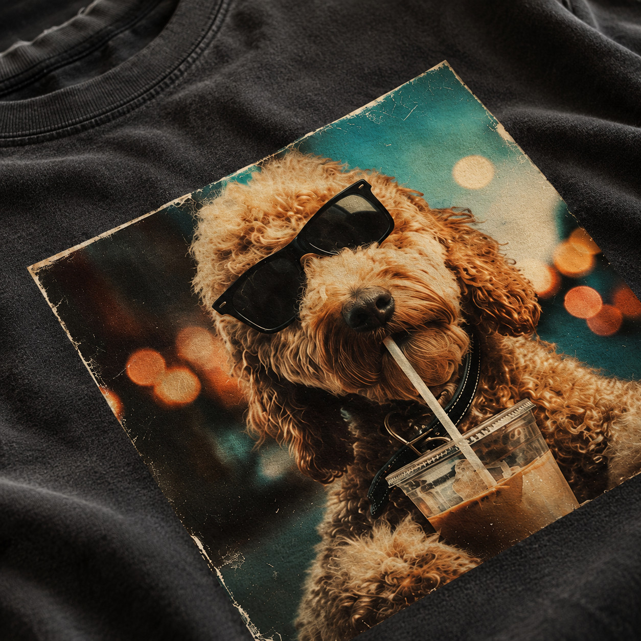 Cute Goldendoodle Drinking Coffee T-Shirt Funny Dog Lover Graphic Tee
