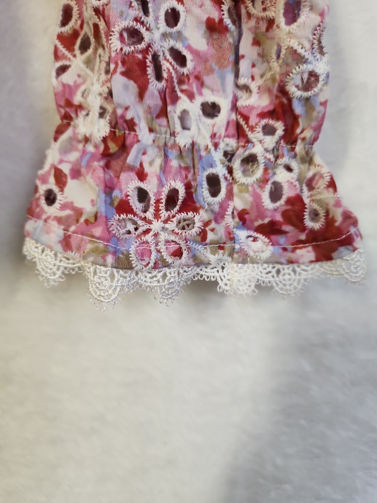 Logo Womens Button Up Blouse 1x NWOT Eyelet Lace Sleeves