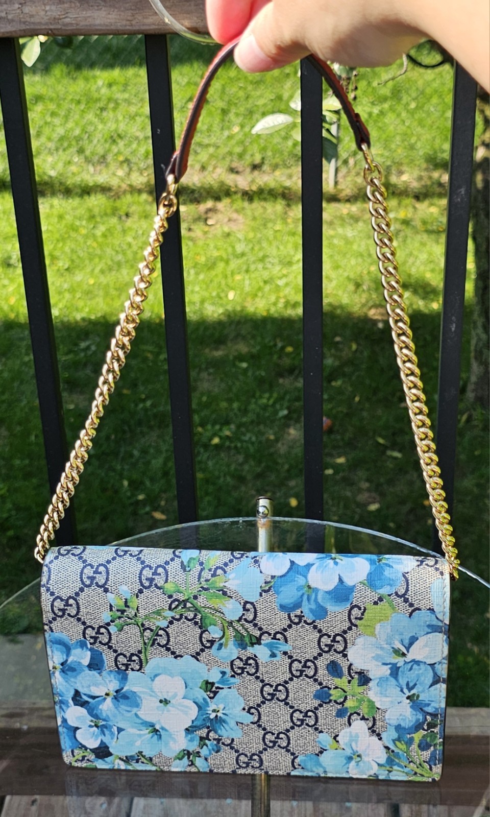 Gucci Blooms Wallet On Chain Blue