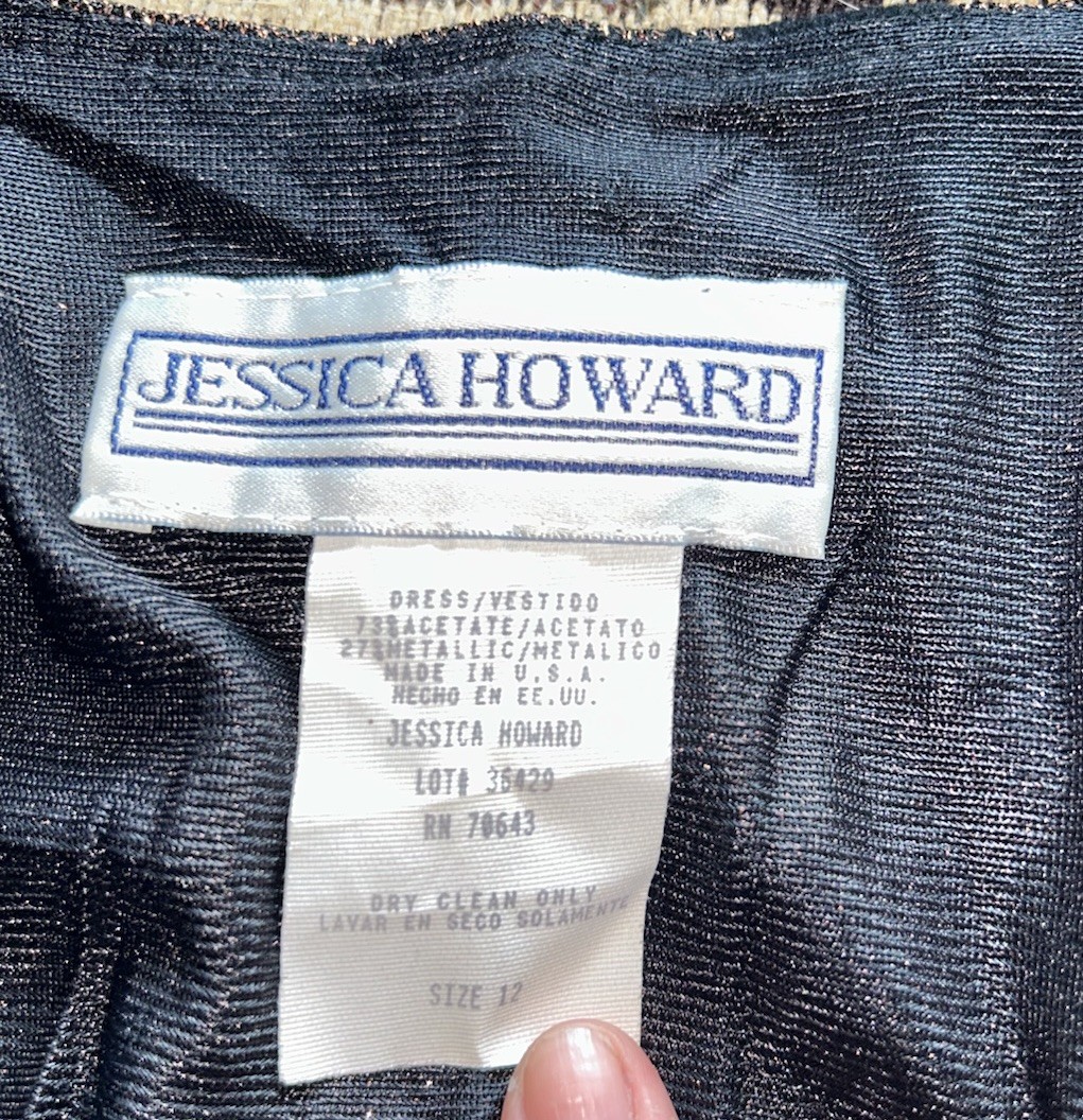 Vintage Jessica Howard Maxi Dress Copper Shimmer Velvet Roses Fairy Goth Womens