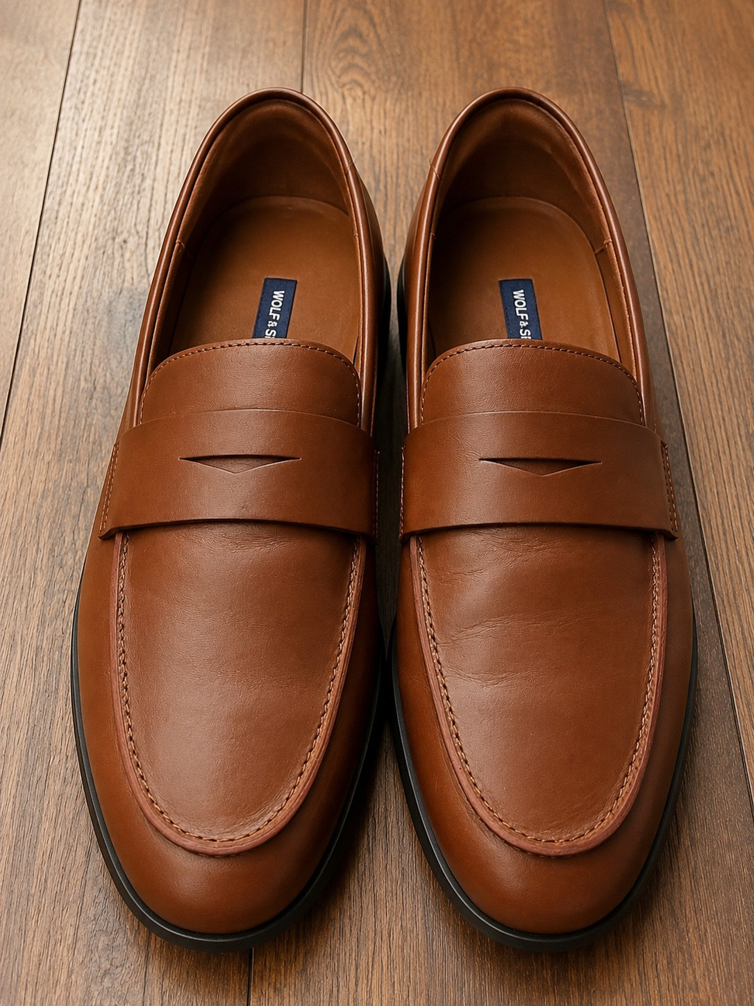 Wolf & Shepherd Coast Loafers Mens 11 Brown Leather Penny Shoes EU 44 NWOB