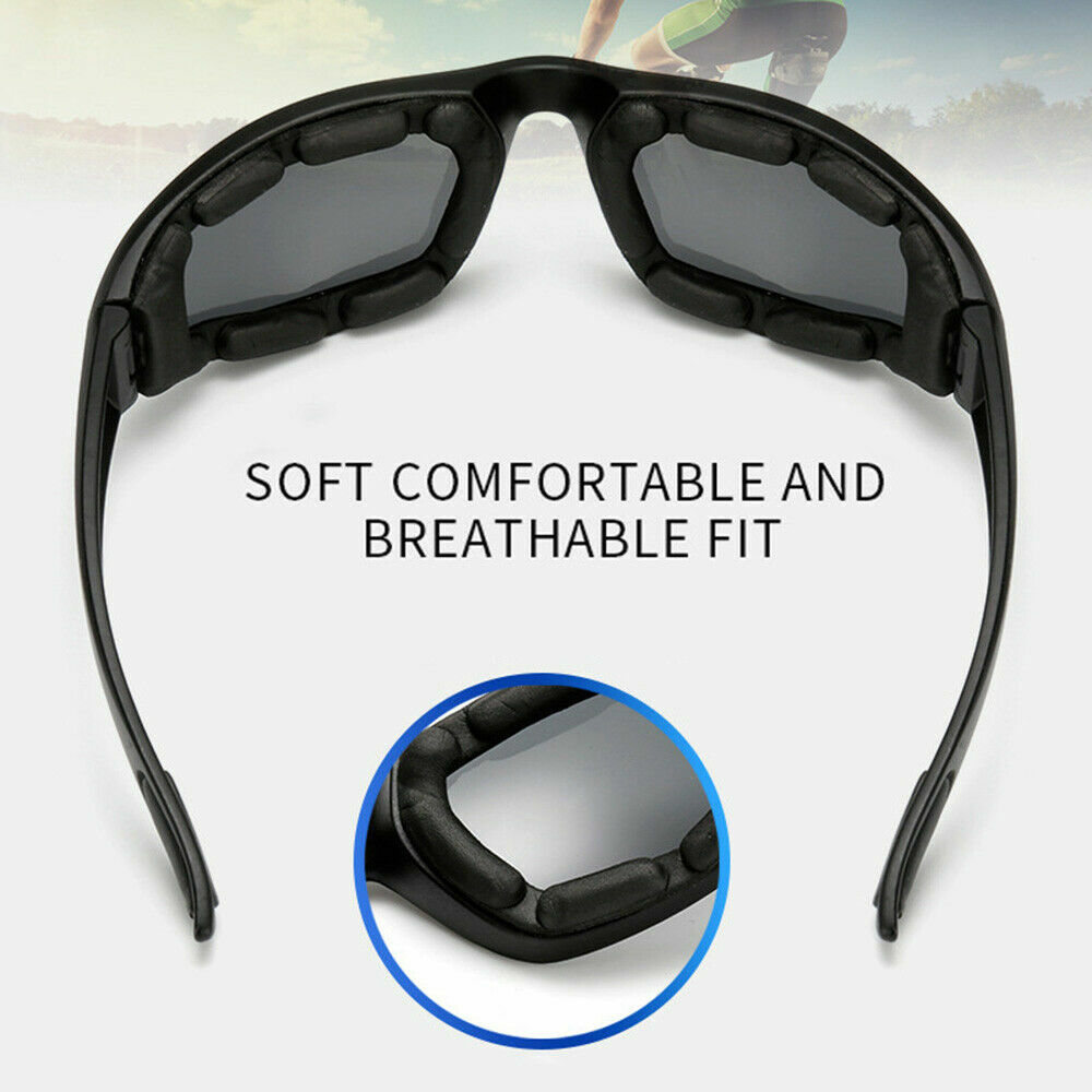 Gray Chopper Foam Padded Motorcycle Riding Glasses Sunglasses Windproof Goggles