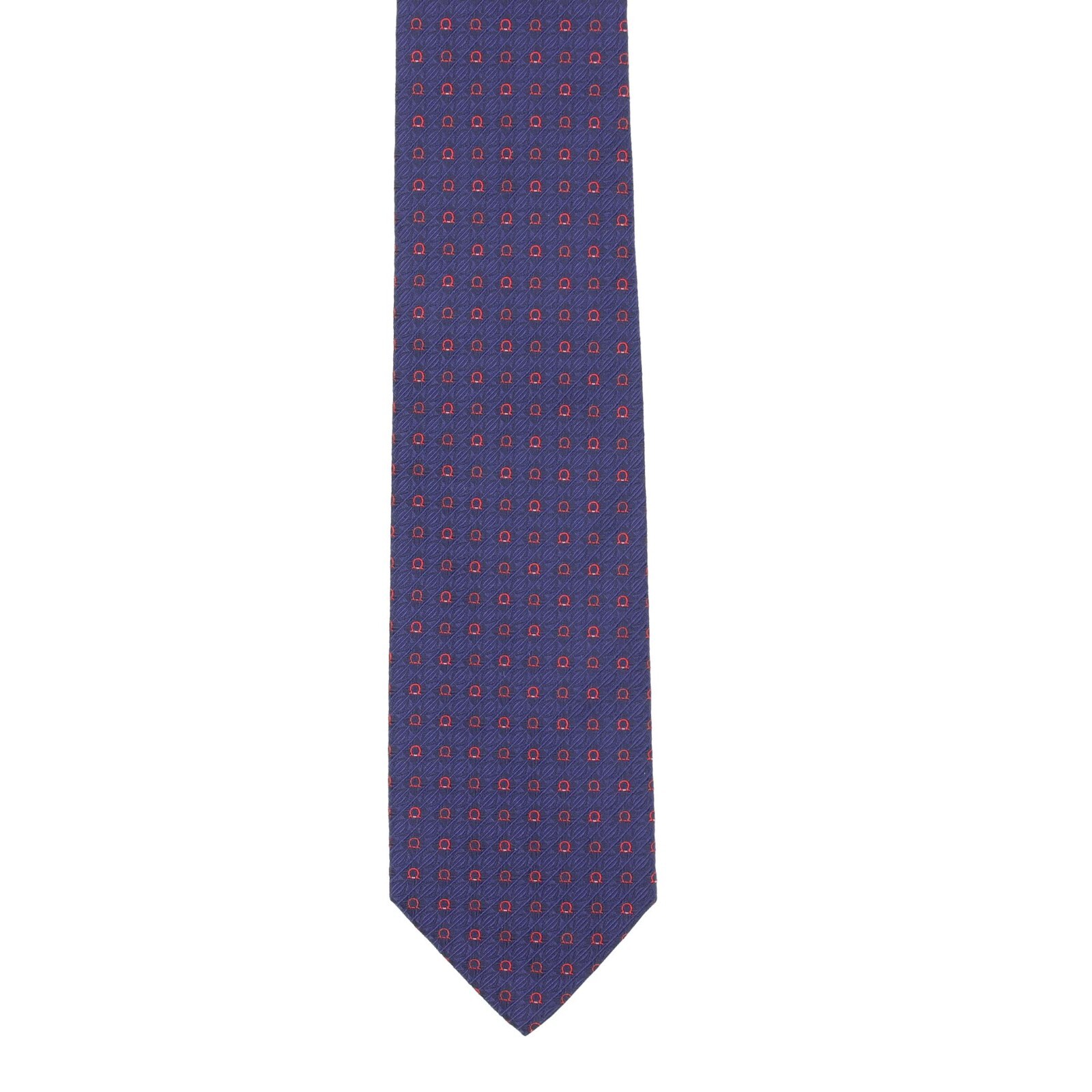 Salvatore Ferragamo L90105 Men’s Blue/Rosso Gancio Print Neck Tie 3 in