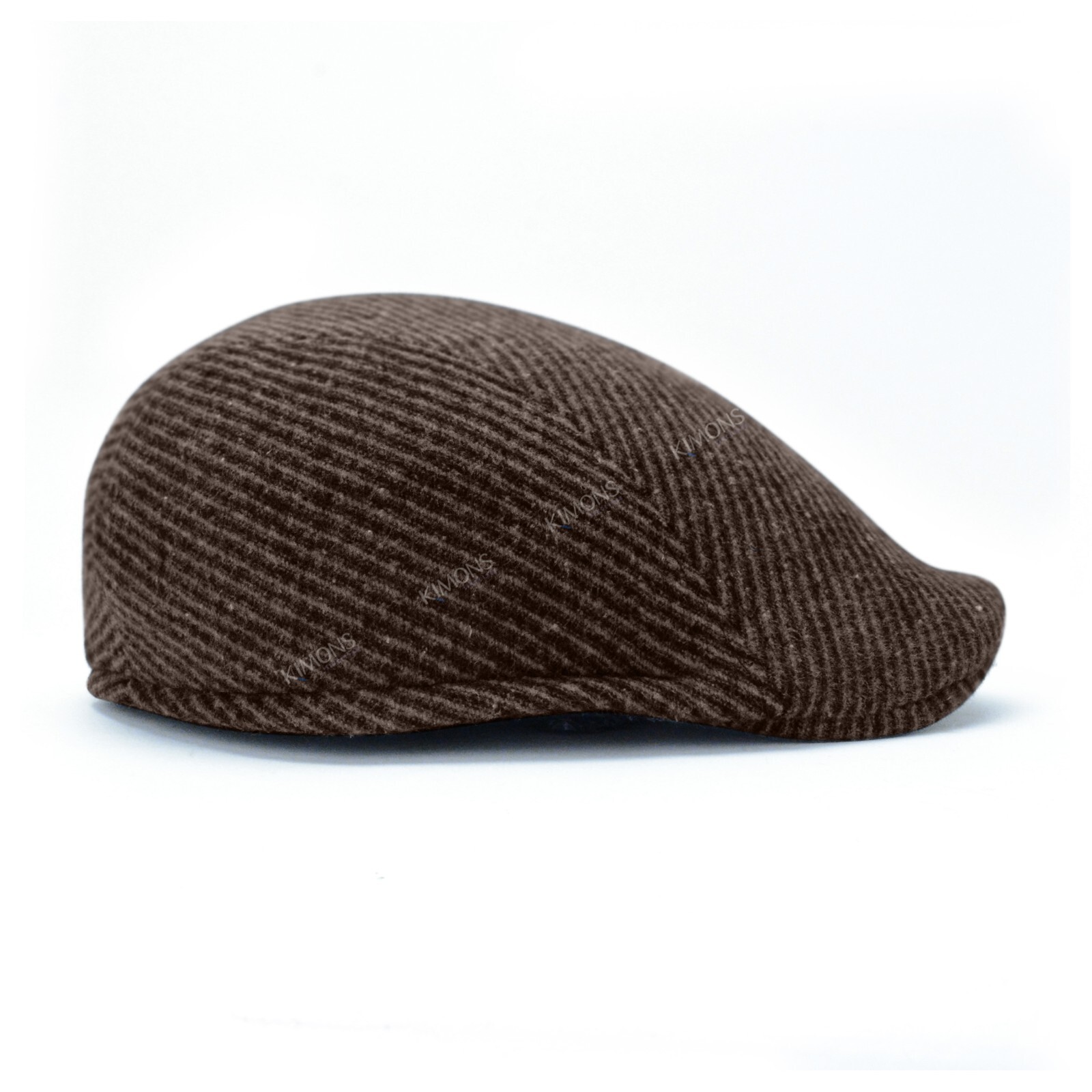 Cotton Wool Herringbone Newsboy Gatsby Cap Ivy Hat Golf Mens Flat Cabbie Stripe