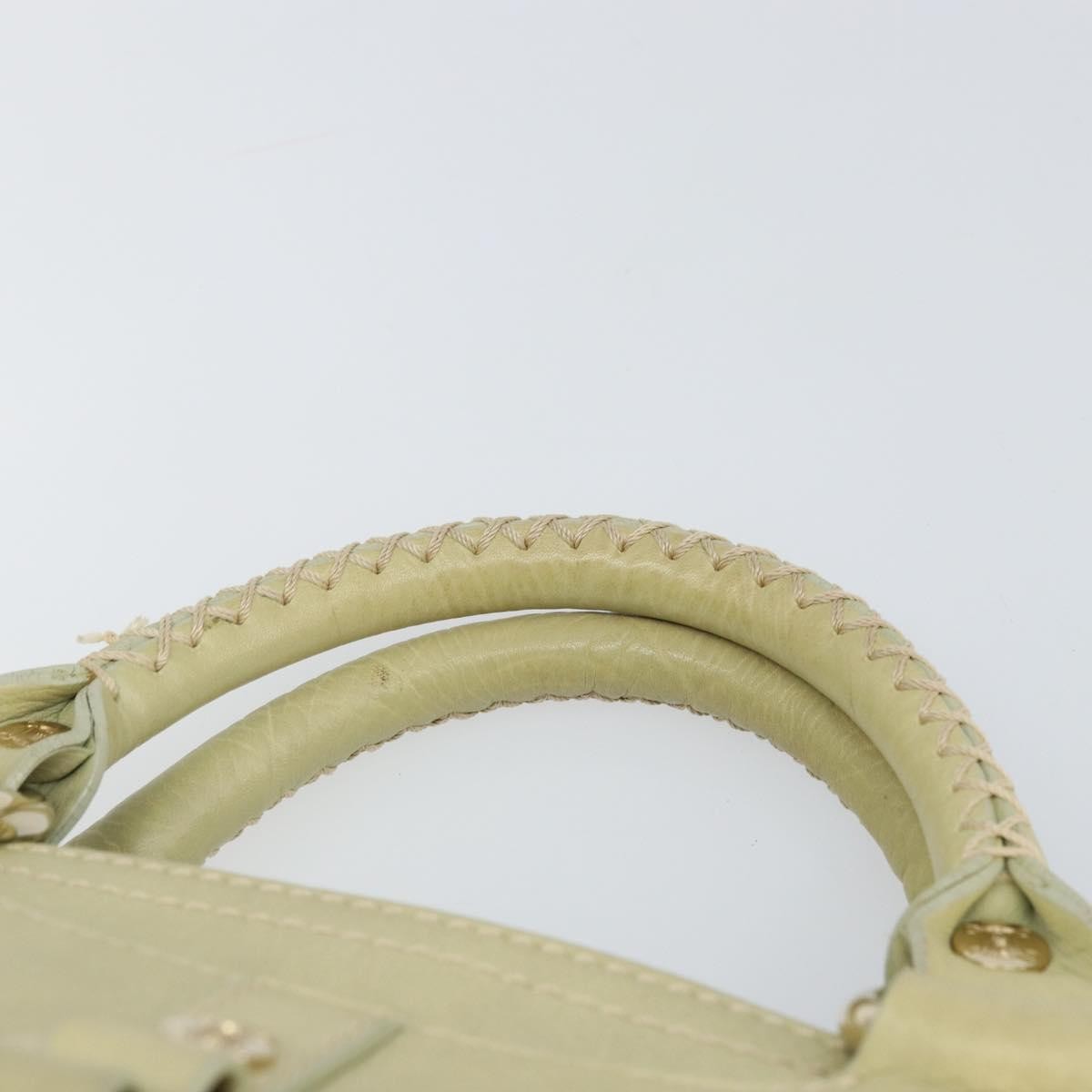 CELINE Boogie Hand Bag Leather Green Gold Auth BA9733