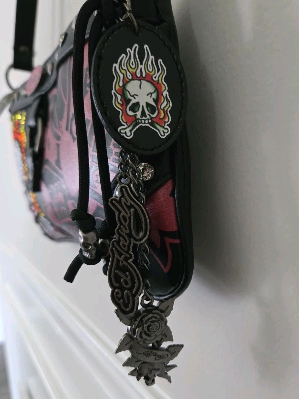 ​🔥 NWT Ed Hardy Y2K Baguette Bag – Rhinestone Skull & Flames – Smooth 🔥