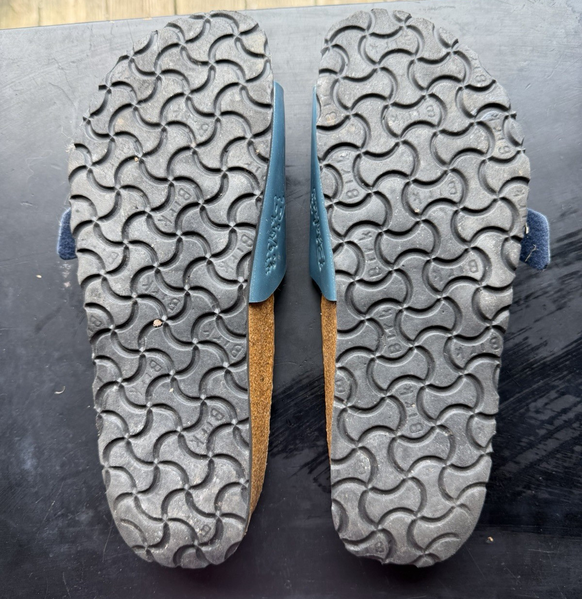 Birkenstock Birkis Catalina Glitter Blue Patent Size 38 Women’s US 7.5 Slides