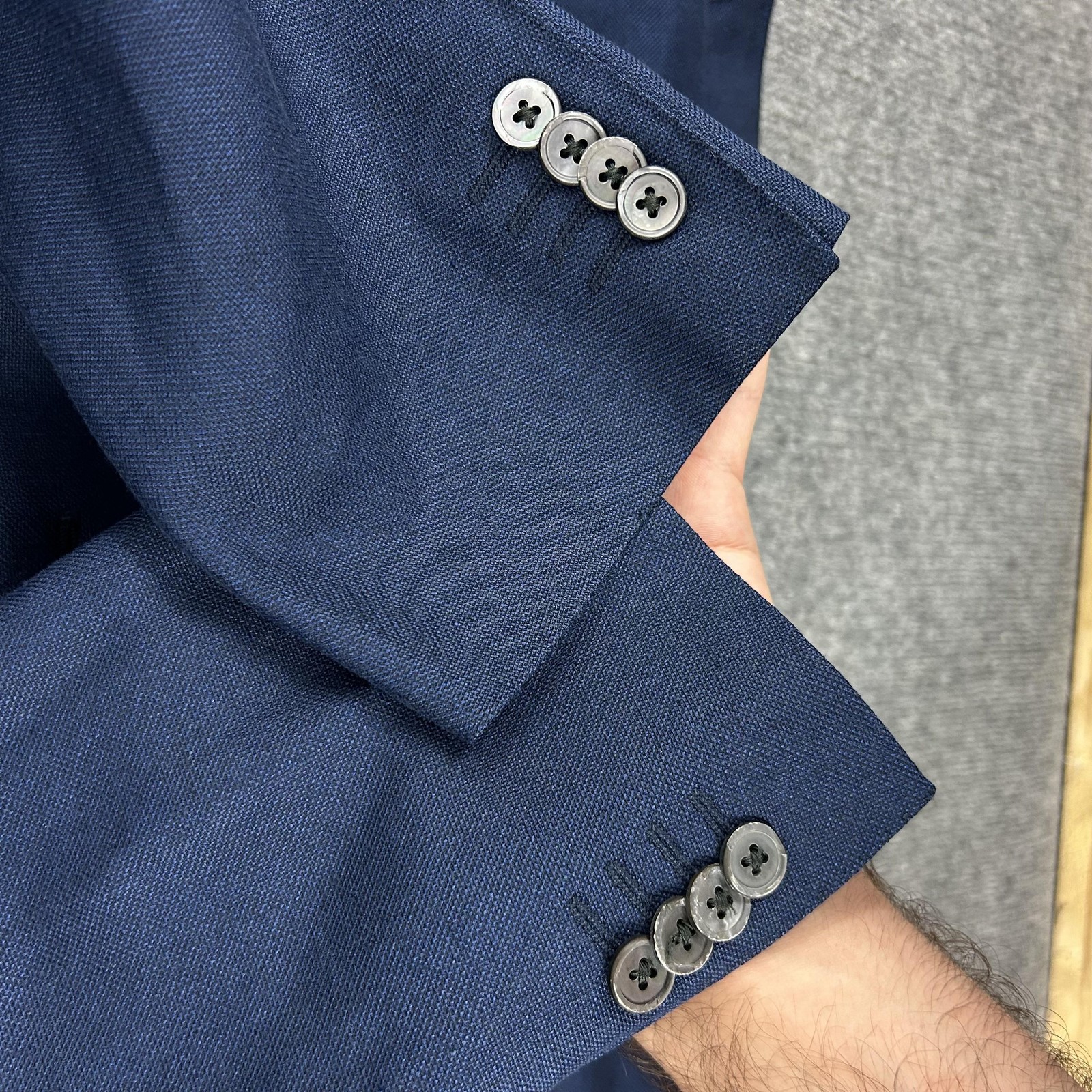 Corneliani Blazer Men 56 Silk Flax Sport Coat Blue Italy Meetings Office Work