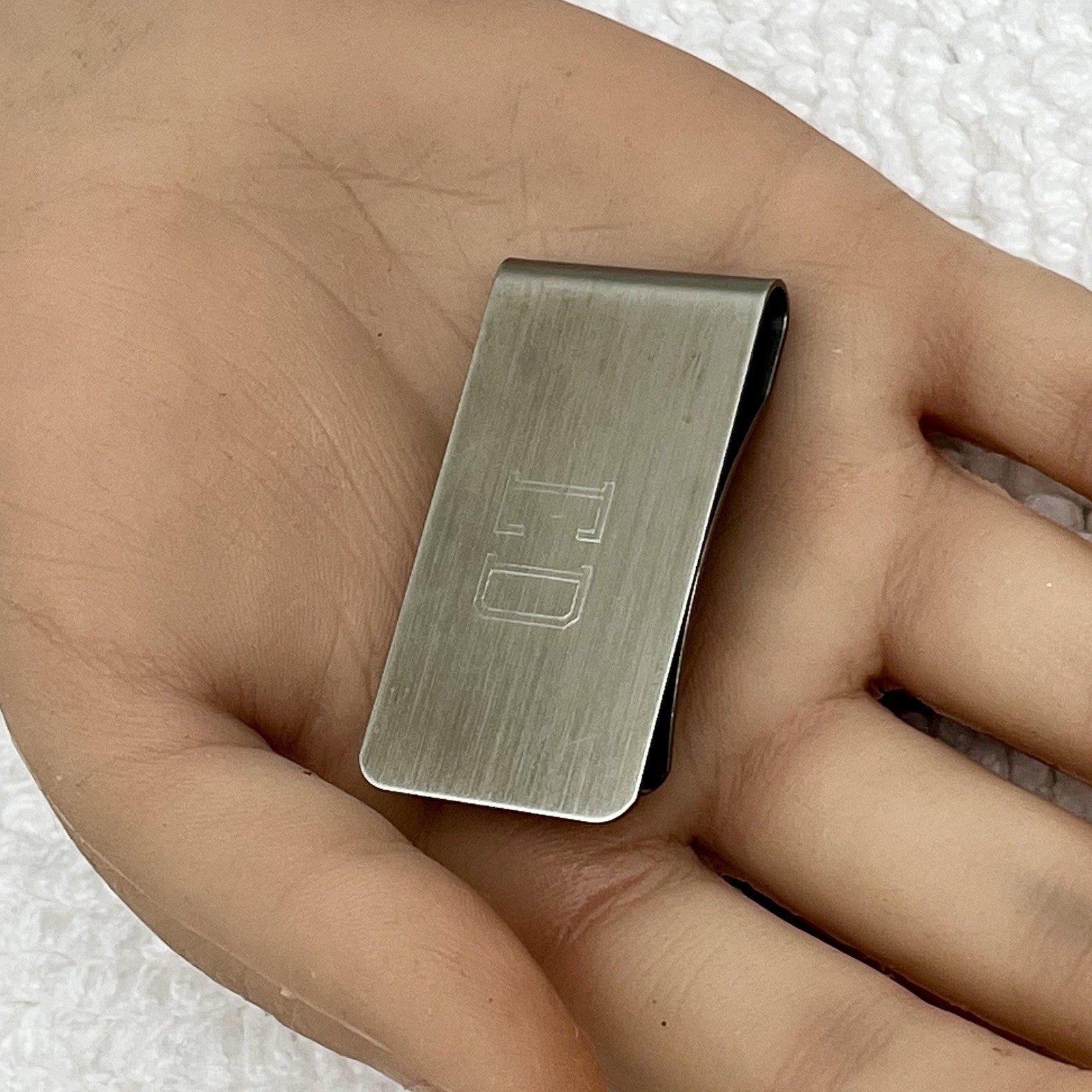 Zippo Money Clip Engraved ED Brushed Silver Tone 2″ Some Scratches