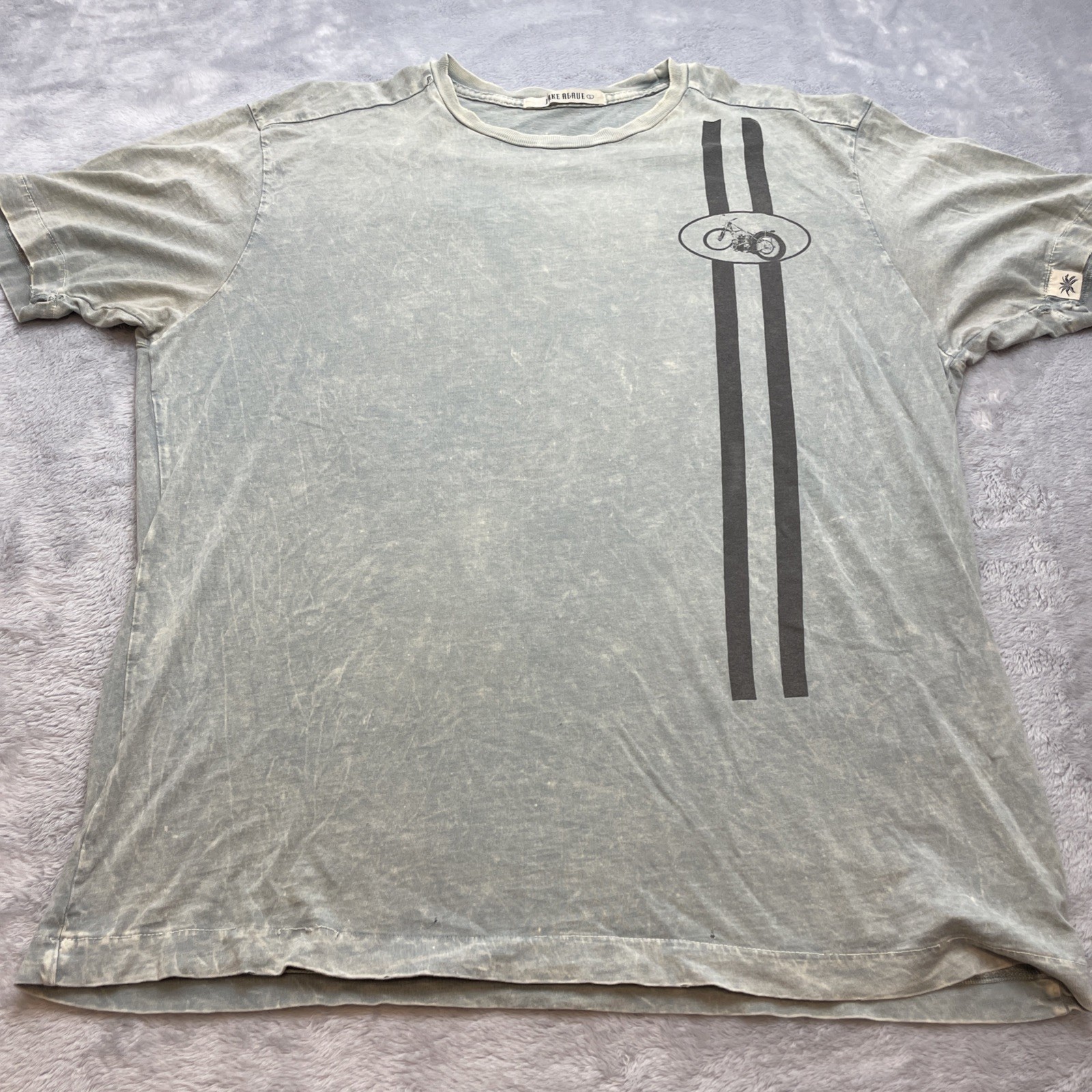 Jake Agave Mens Speedway BSA Tee Sz L Blue Vintage Wash Classic Cut Moto Grunge