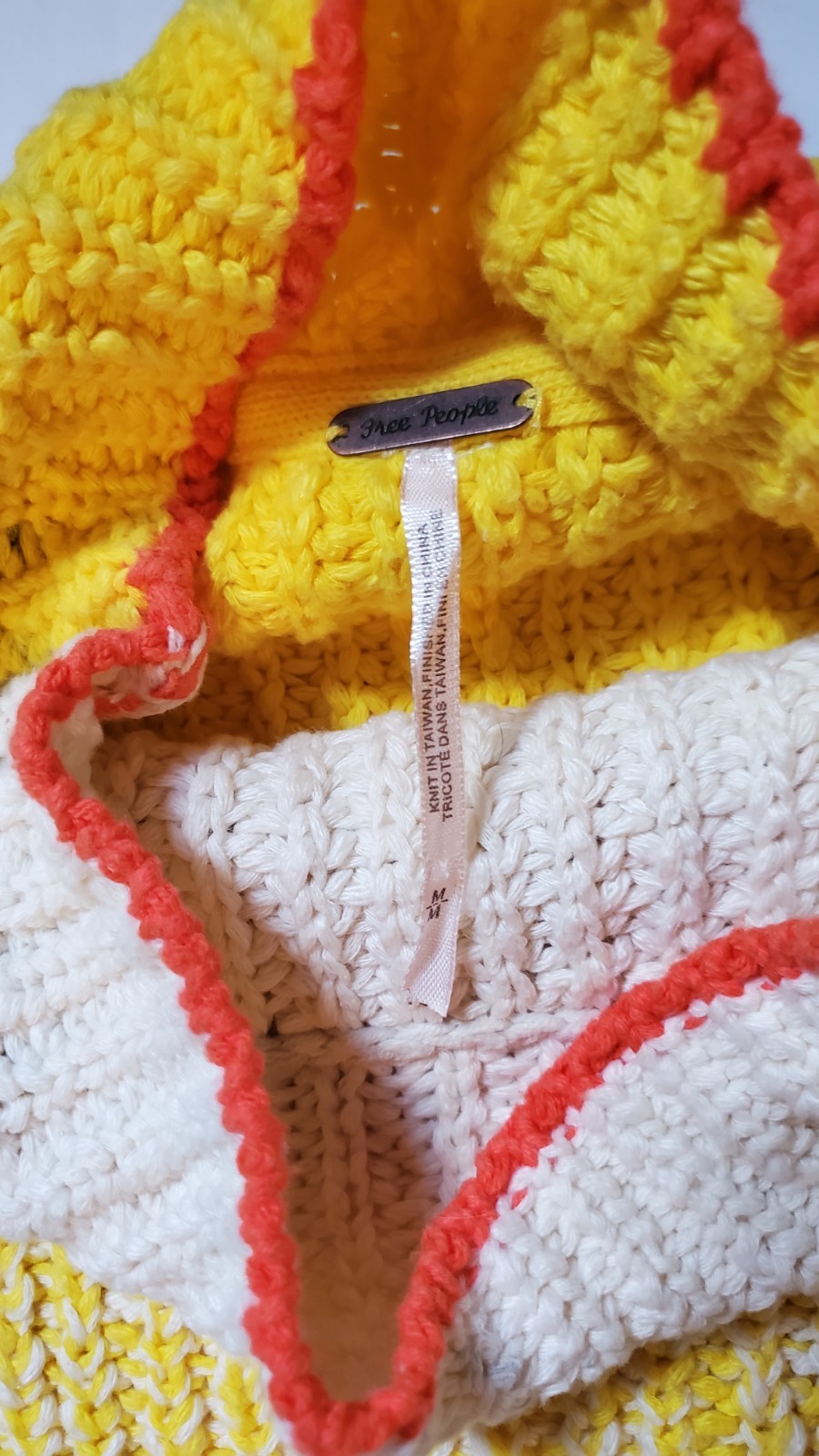 Free People Sunbright Sweater Yellow Colorful Fuzzy Sz M