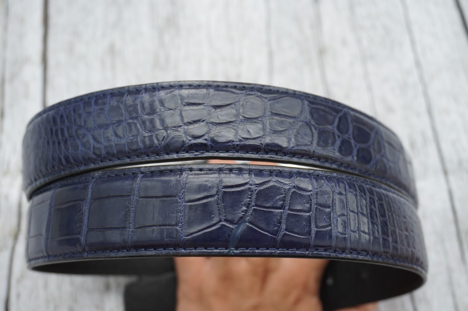 Blue Genuine Alligator CROCODILE Belly Leather Skin Men’s Belt – W 1.3″ #H26