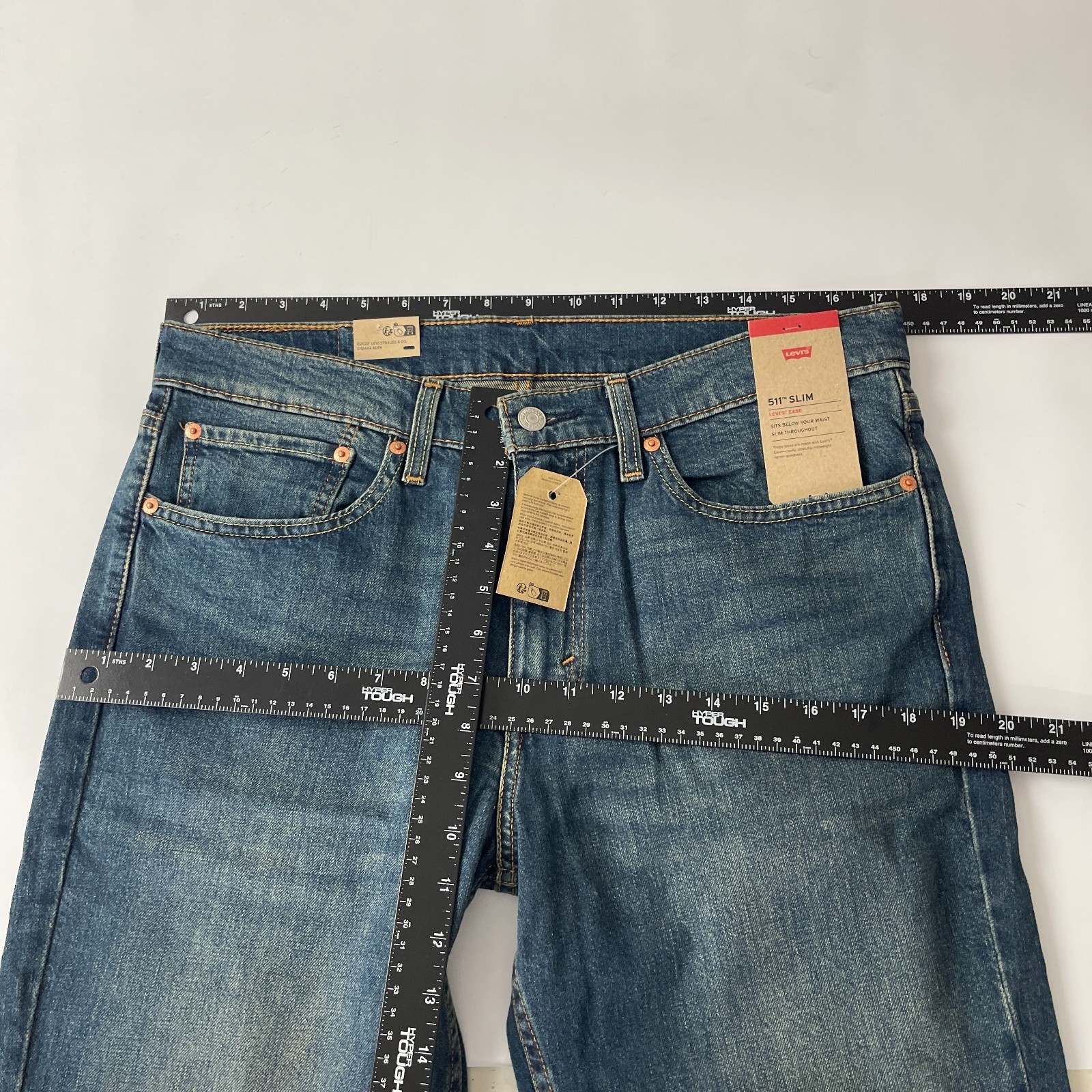 Levis 511 Jeans Mens 34×32 Blue Slim Fit Dark Wash Stretch Preppy Grunge NEW