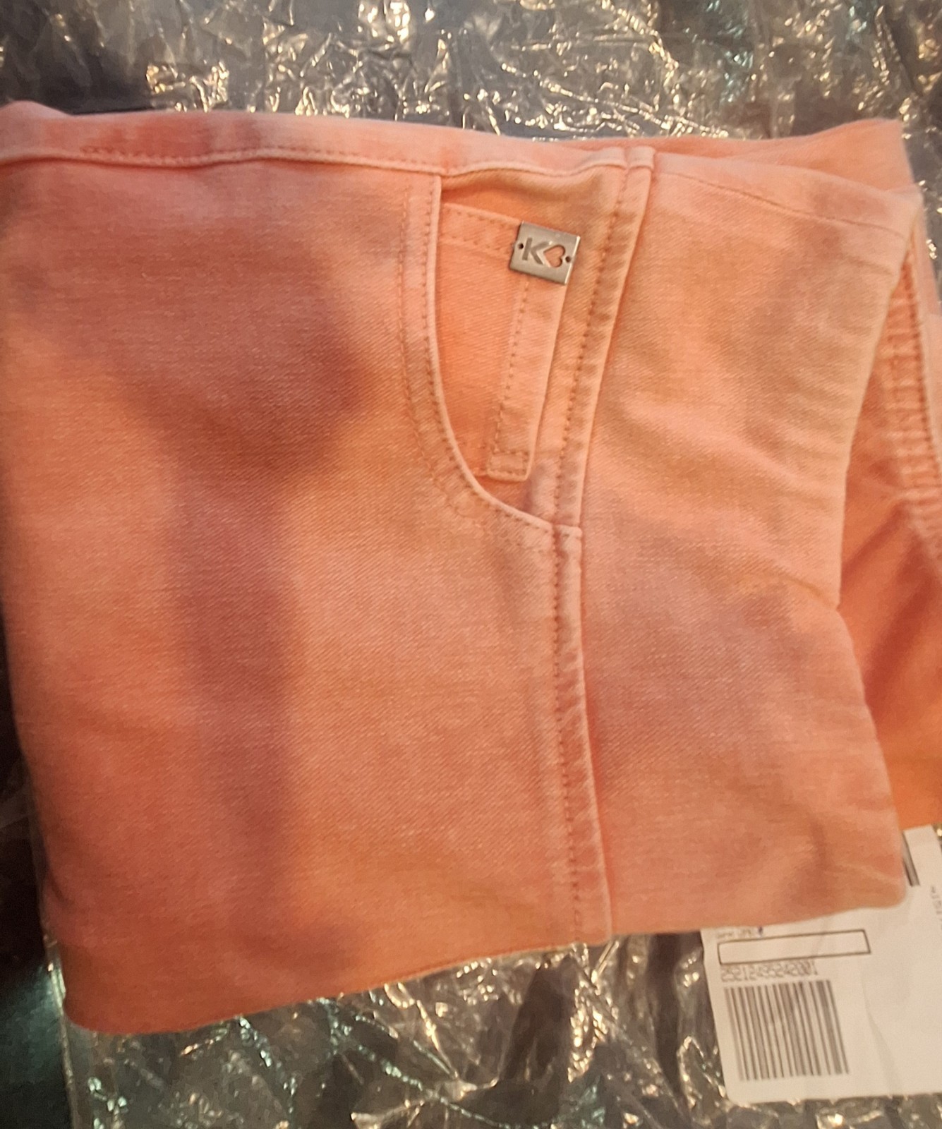 Belle By Kim Gravel Delray Denim Washed Coral Capri Size 0