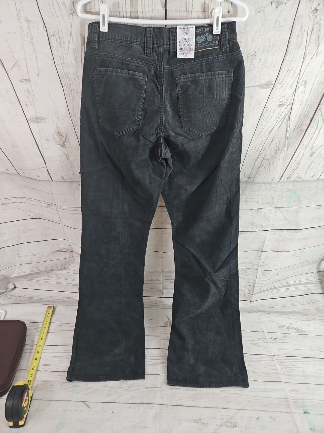 Marc Moto Men Size 30×32 Motorcycle Corduroy Bootcut Charcoal Gray Jean