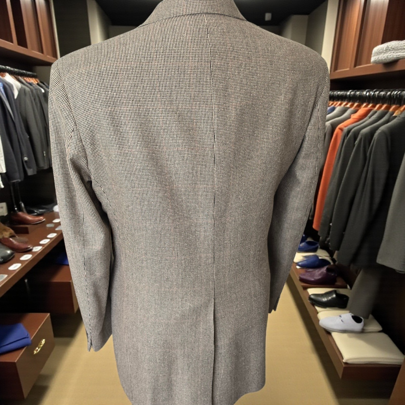Vintage Burberry Blazer 44L Woven Nailhead Soft Tweed