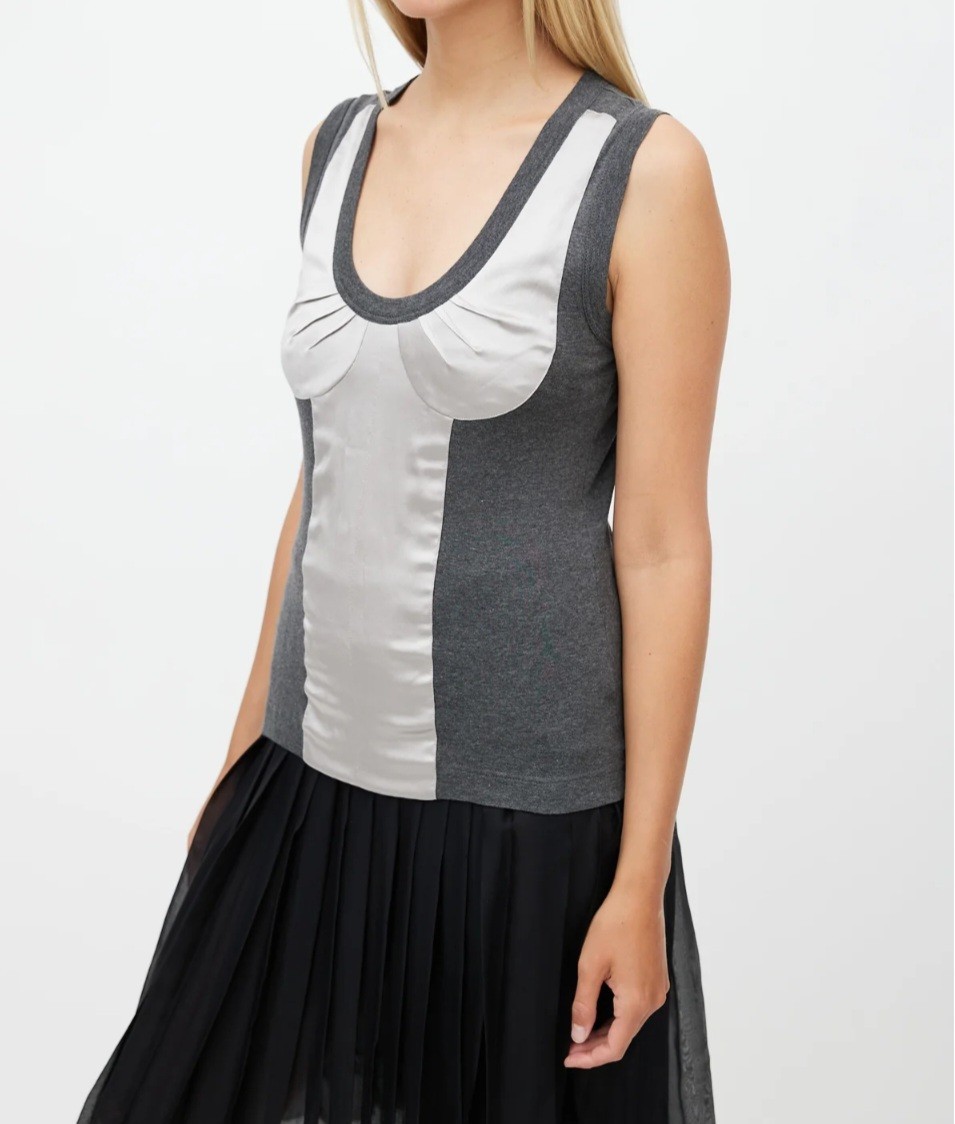 Dolce & Gabbana D&G Grey Cotton Silk Bustier Top IT 44 US M