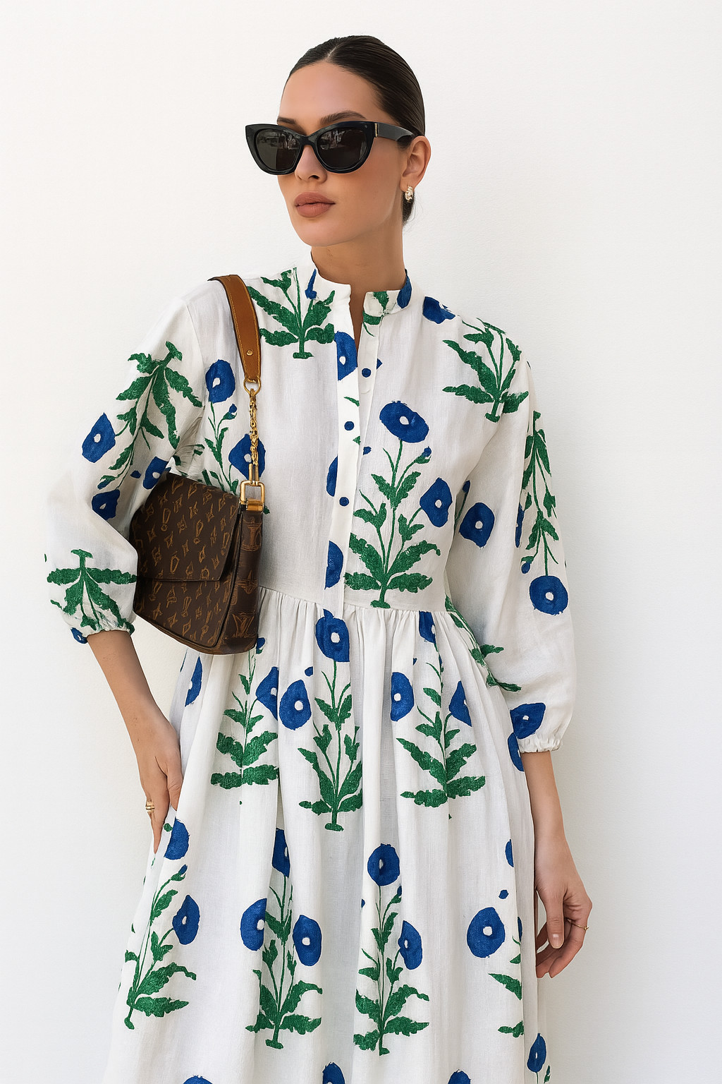 Indian Hand made Block Print Organic Cotton Floral Dress for Women All Seasons