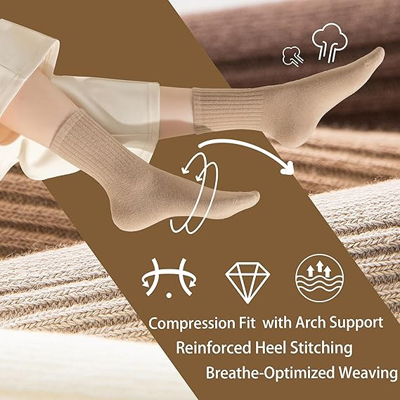 3/6 Pairs Cute Crew Socks Casual Athletic Aesthetic Cotton Socks for Fall Shoes