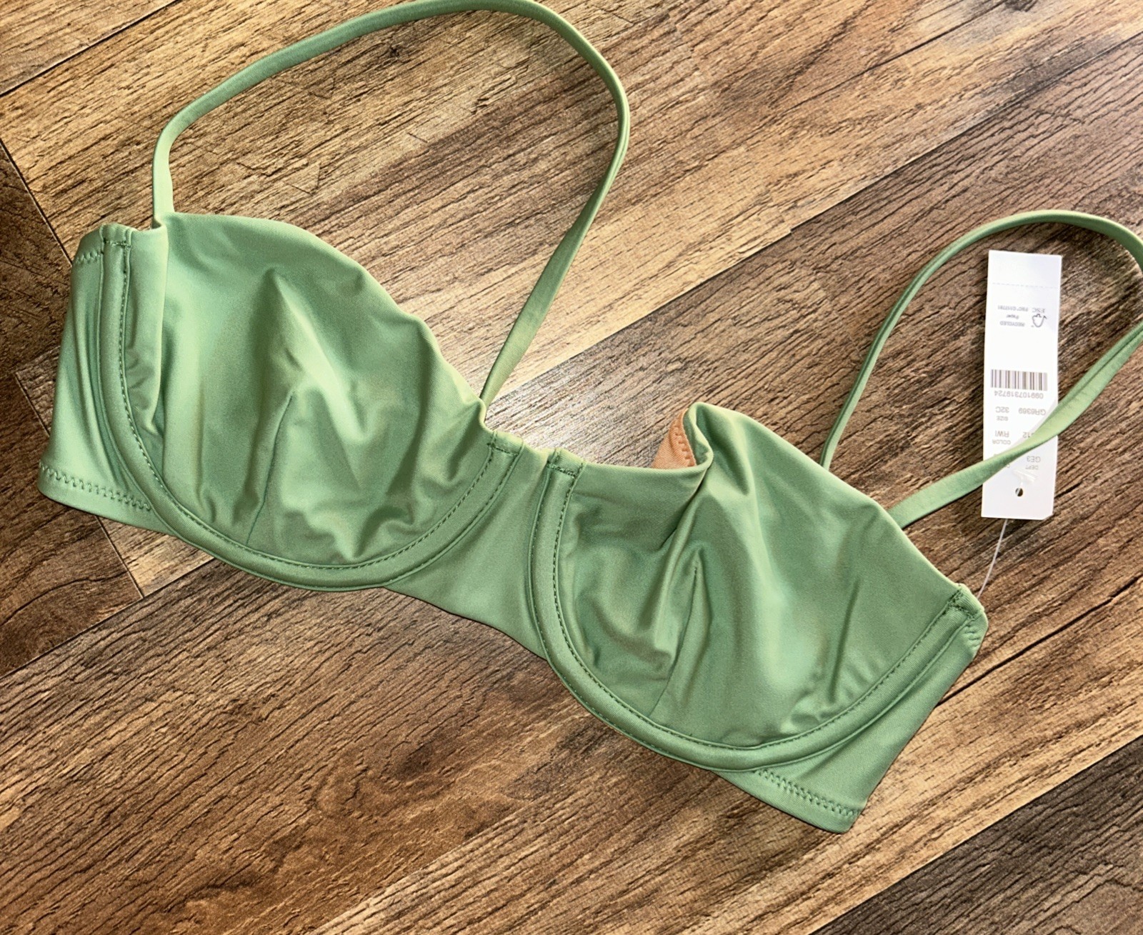 $89 NEW J. CREW WILLOW GREEN underwire bikini top 32C
