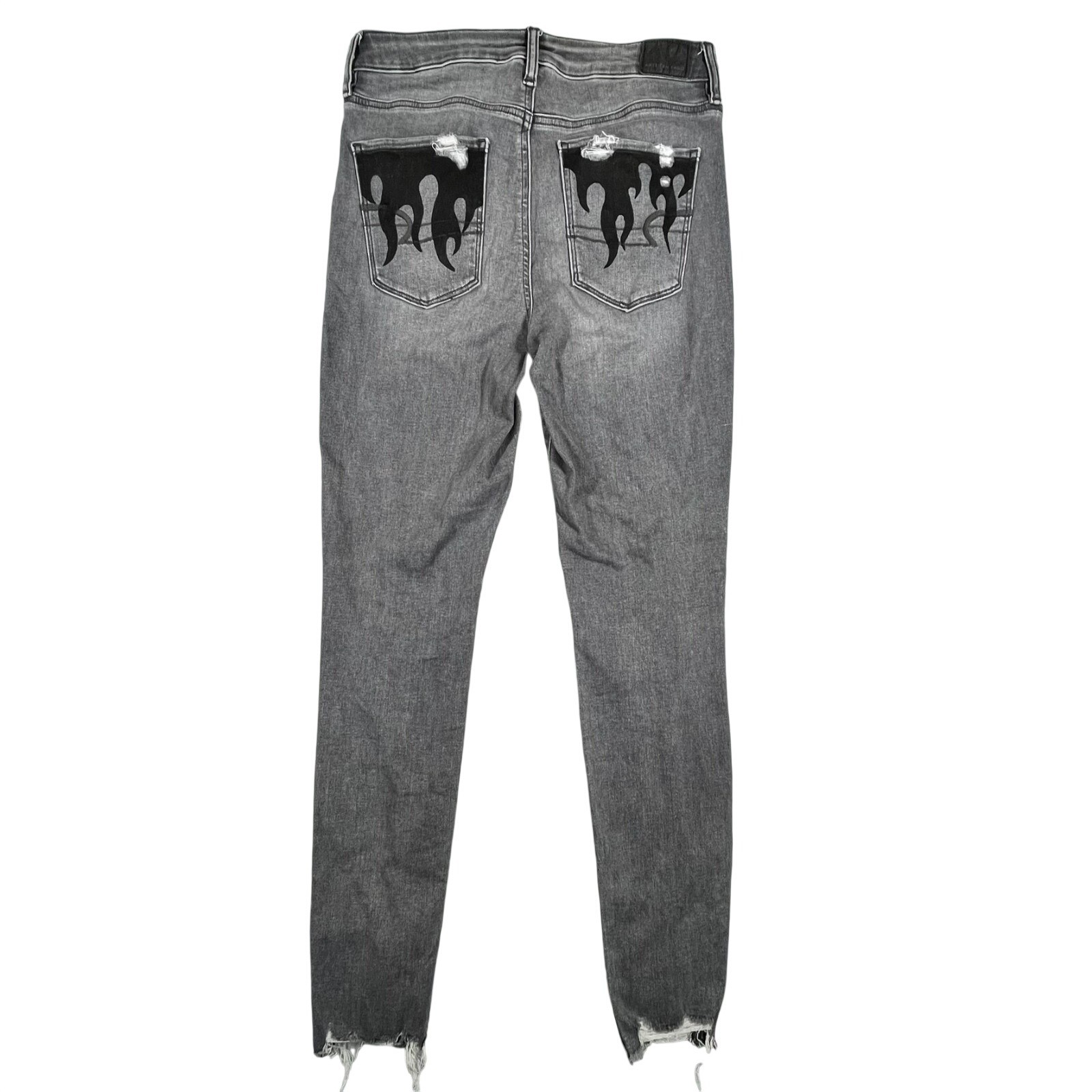 American Eagle Super Hi Rise Jegging Women’s 8 Long Distressed Flame Hem Pockets