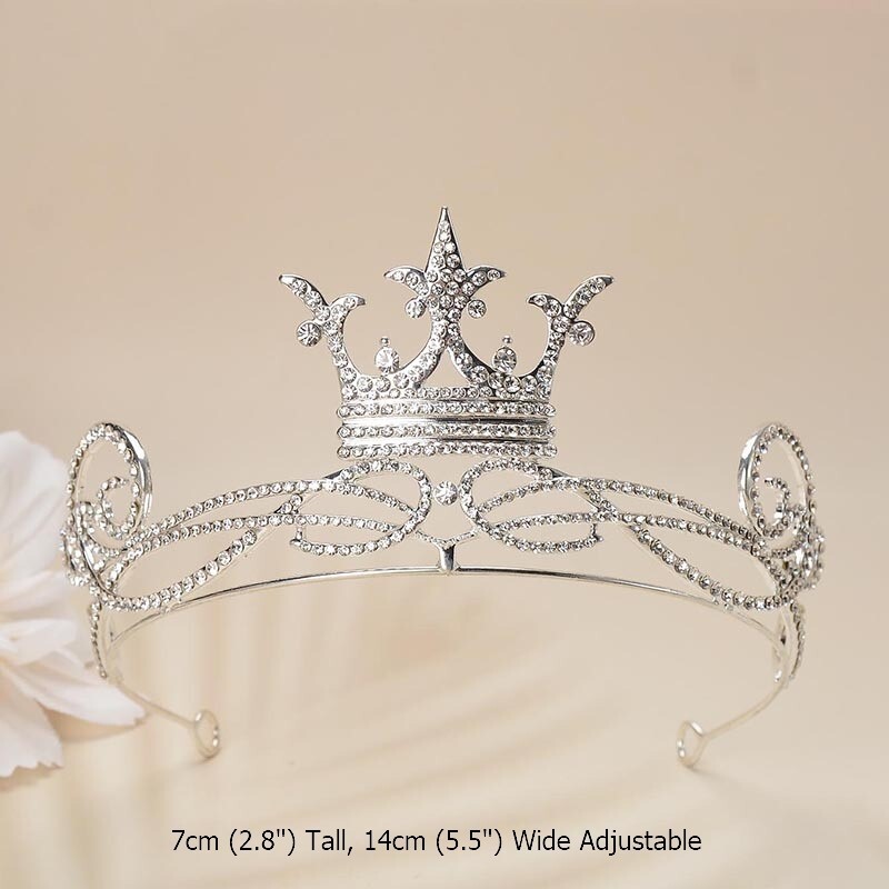 7cm Tall Crystal King Bridal Queen Princess Prom Tiara Crown For Women