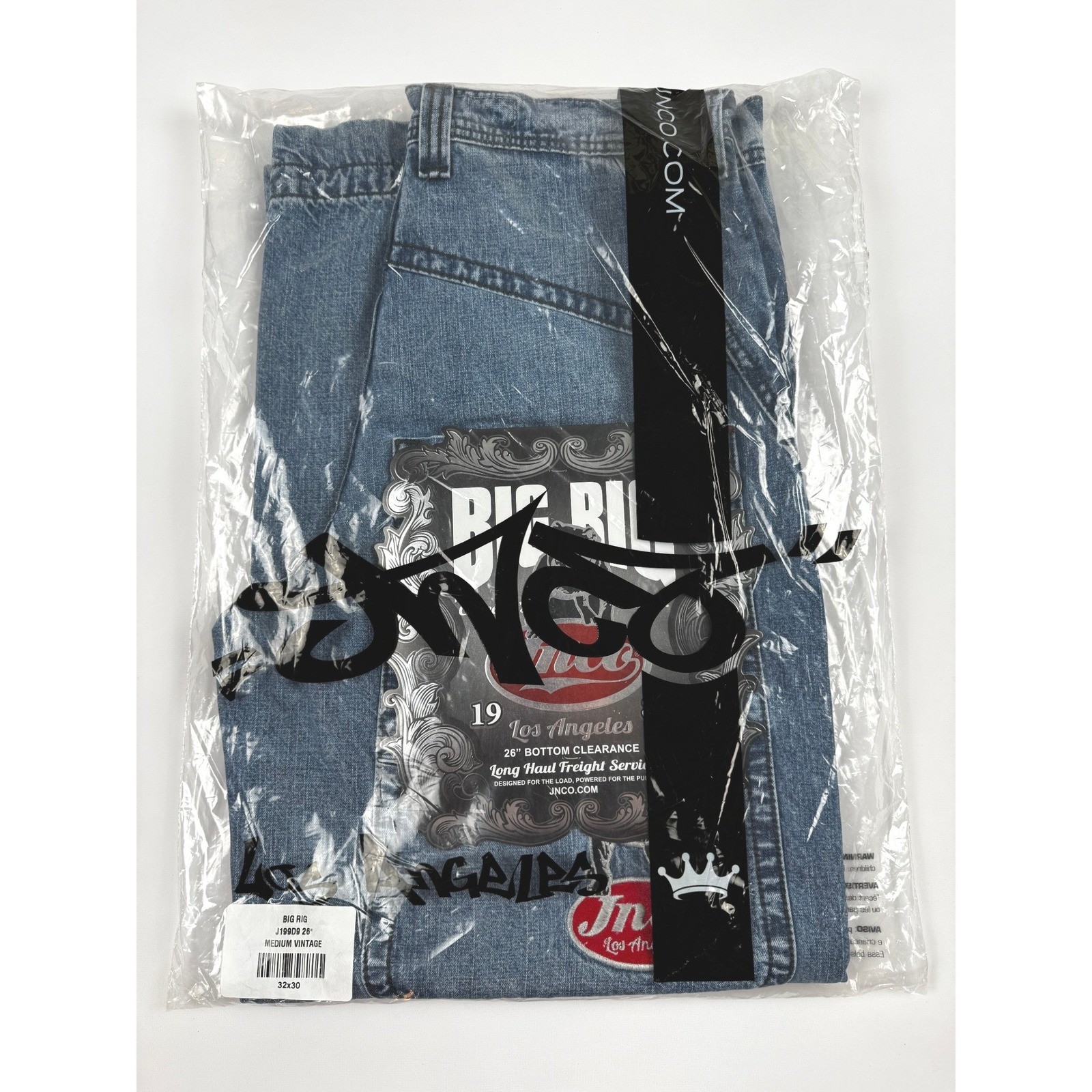 JNCO Big Rig Hand-Sand Wash Vintage Jeans 32×30 NWT