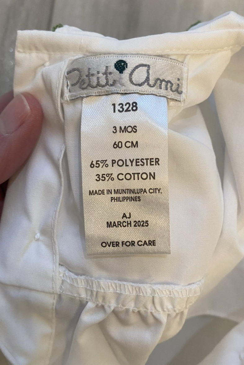 New! Petit Ami Embroidered Fall Wreath Cotton Blend Gingham Diaper Set, Girls 3M