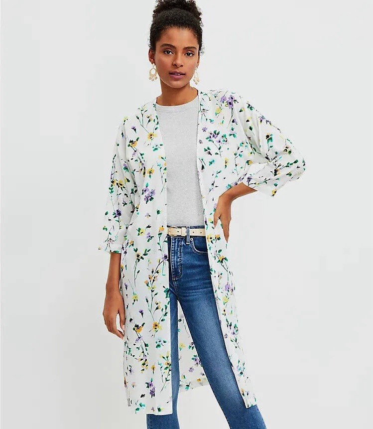LOFT Floral Duster Kimono Women’s Size M/L New With Tags