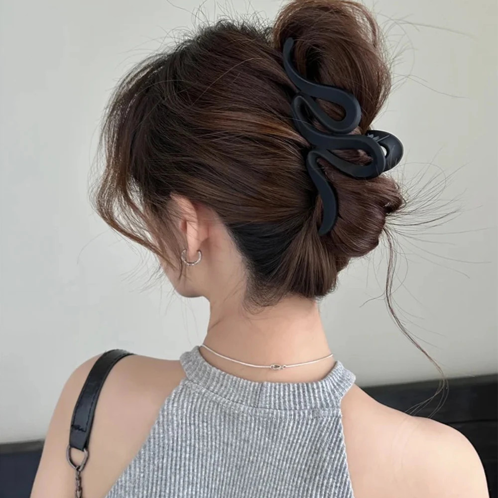 13cm Acrylic Hair Claw Clips Matte Wave Design Women Girls Hair Accessories Set