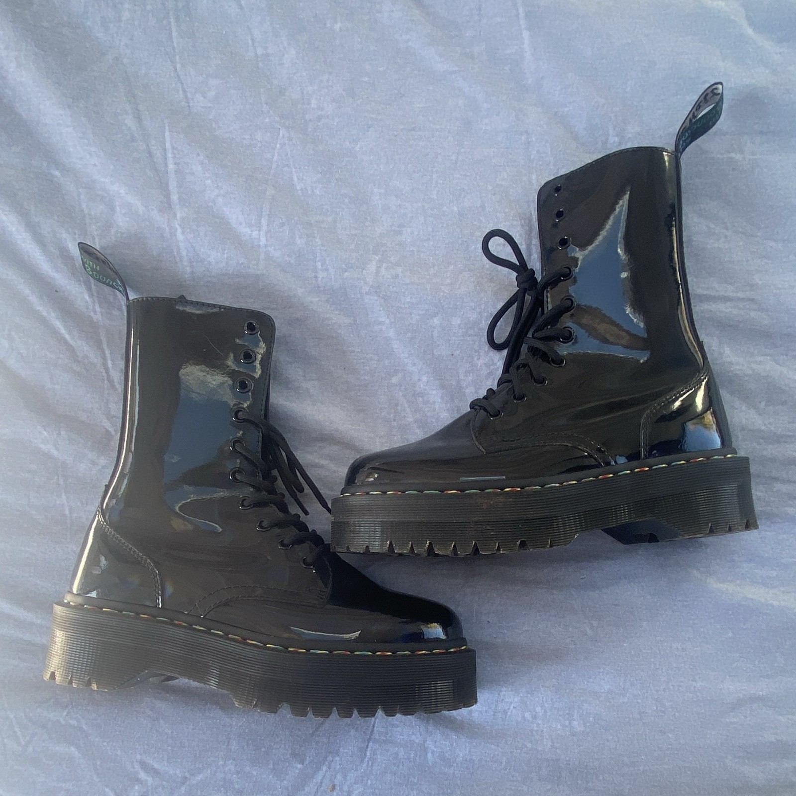 Dr. Martens Jadon III Black Patent Leather Lace-Up Platform Boots UK 6 EU 39