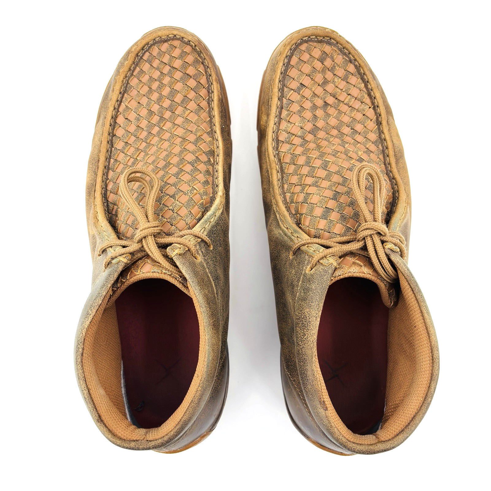 Mens 13 M Twisted X Chukka Driving Moc Woven Brown Leather Shoes Boots MDM0033