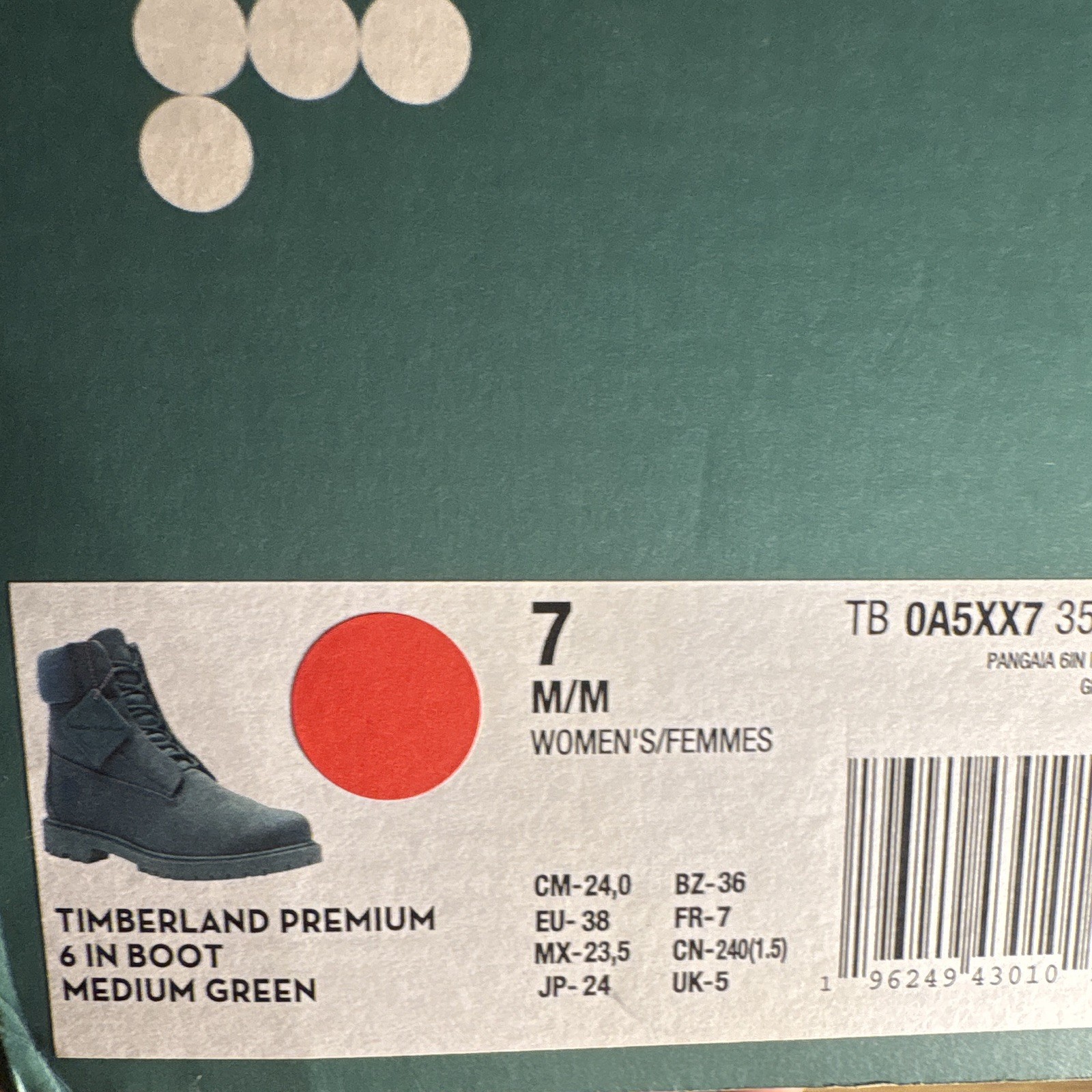Timberland x PANGAIA Premium 6″ Canvas Lace-Up Boot Green Women’s US 7