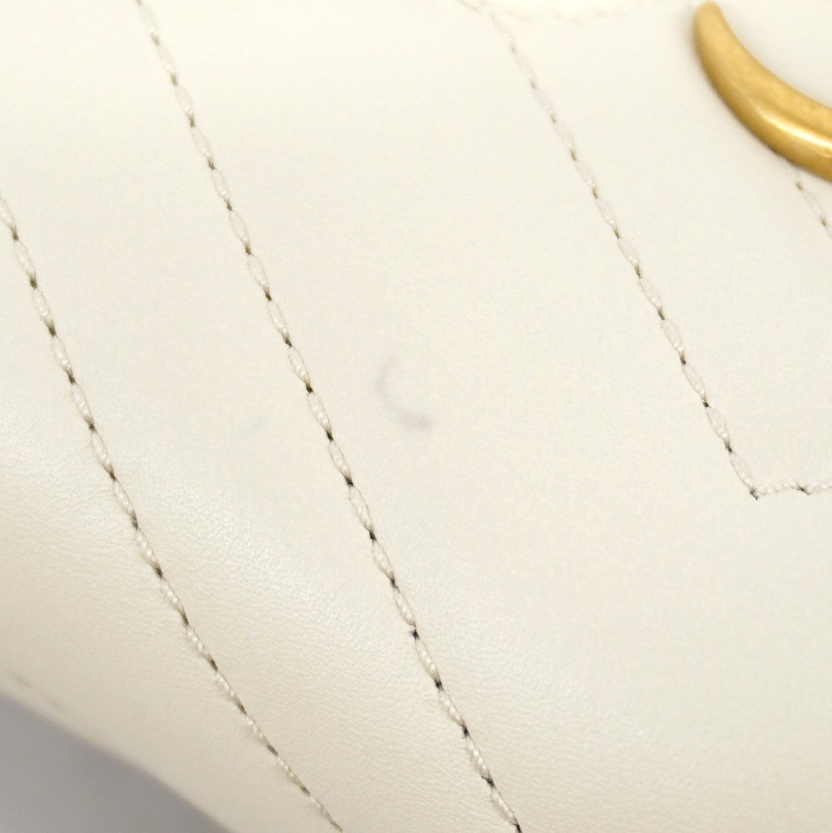 Auth [6ge6339-k] GUCCI Shoulder Bag GG Marmont 476433 Leather White Gold met…