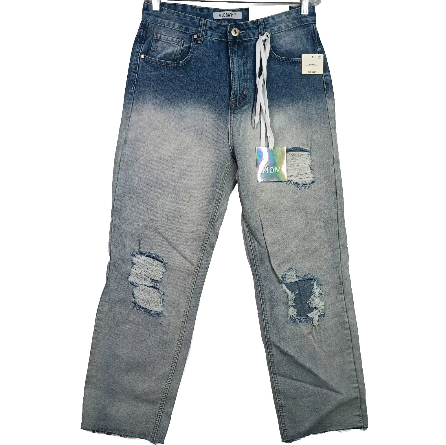 Blue Savvy Denim Jeans Women’s 11 30×27 Blue Straight Leg High Rise Raw Hem