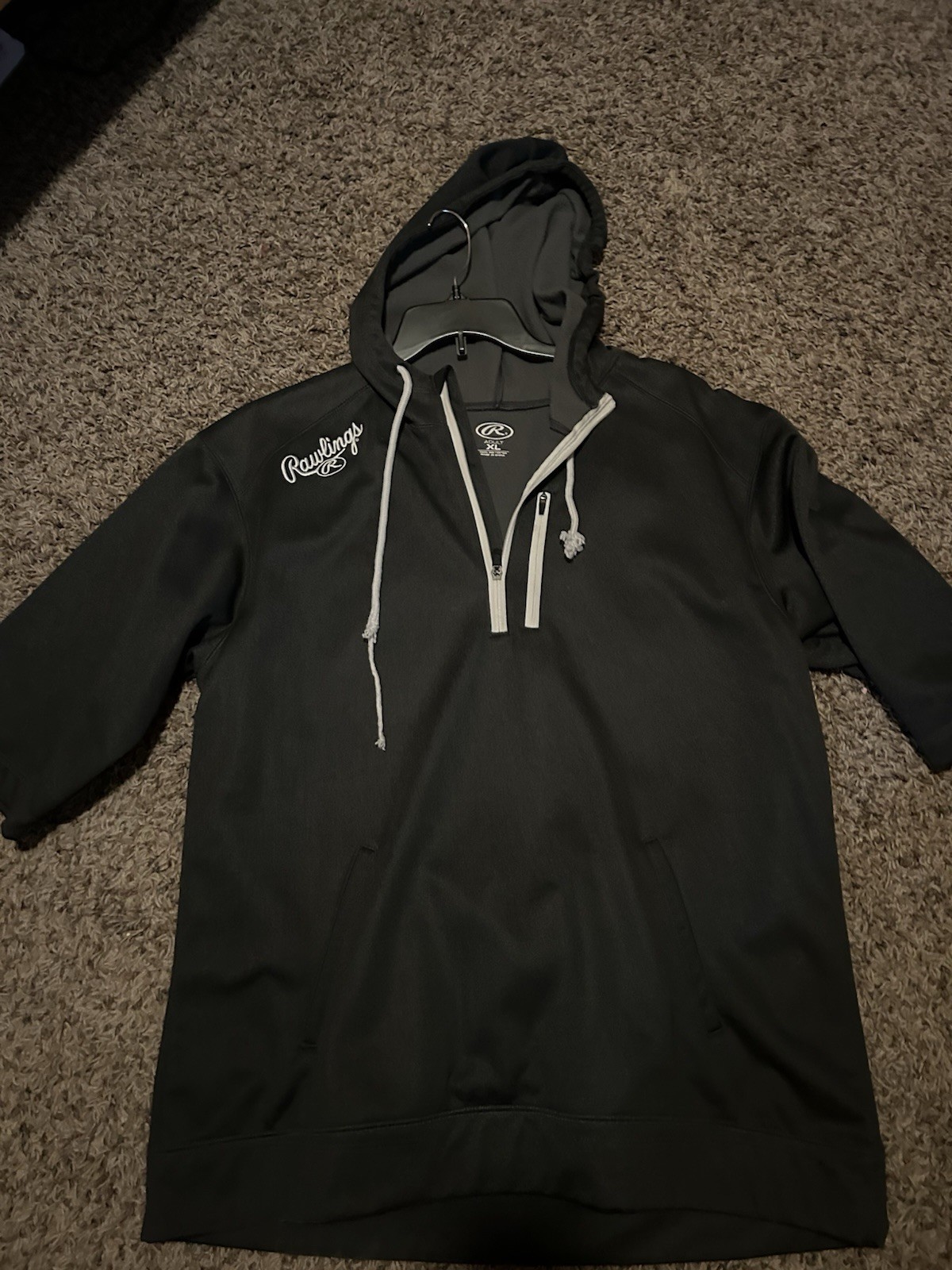Rawlings Men’s XL Full Zip Fleece Hoodie Black Hooded Pockets Zipper Drawstring