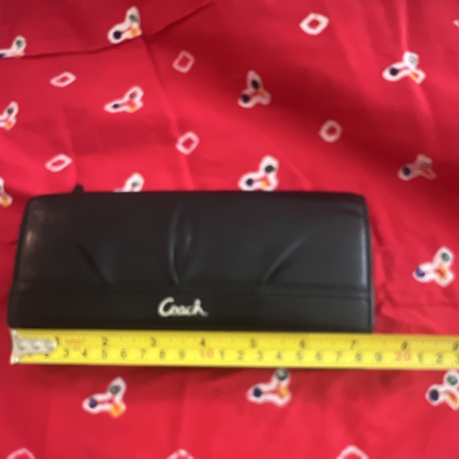 Coach Black Checkbook Folding Wallet with Zip Coin Pocket Logo for Women