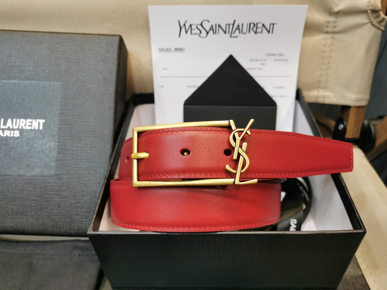 Authentic Yves Saint Laurent Belt for Sale Width:3.0cm/1.18in NEW YSL Red