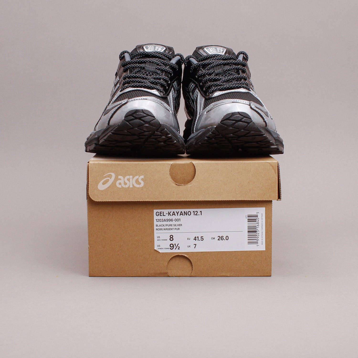 Asics Sportstyle Gel-Kayano 12.1 Black Pure Silver Running Men New 1203A996-001