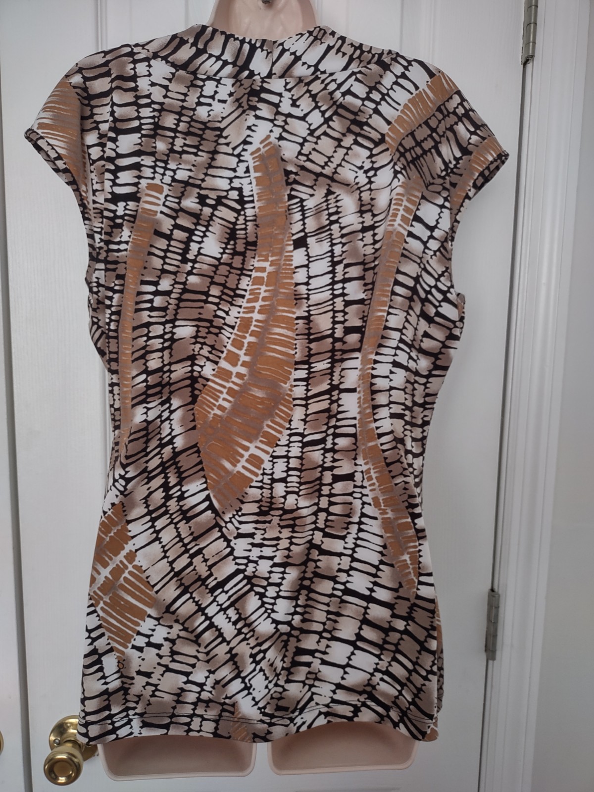 Worthington Women’s Sleeveless Top Size L, Multicolor, Ruched Neckline