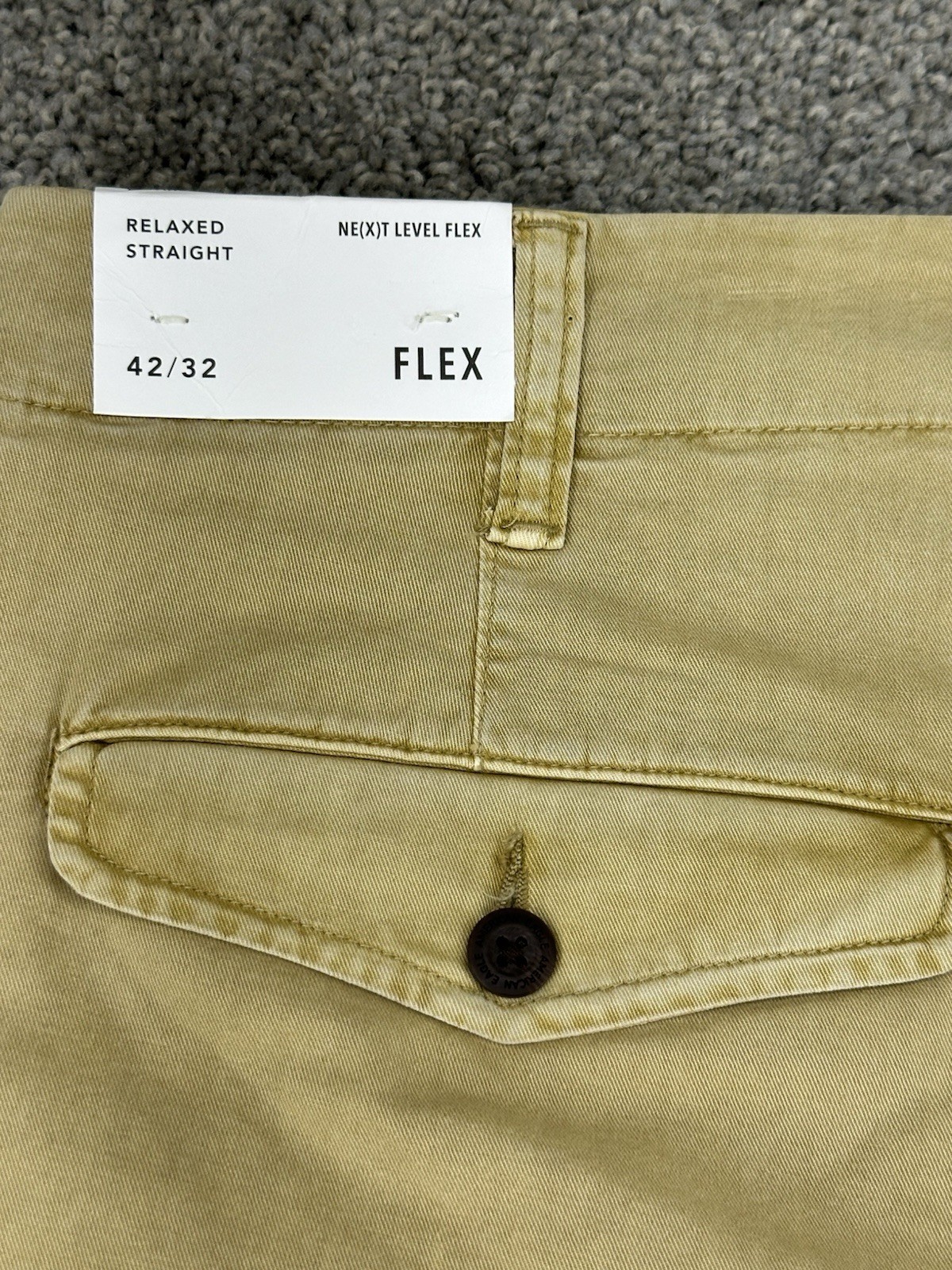 American Eagle Next Level Flex Pants Mens 42×32 Khaki Straight Workwear NWT