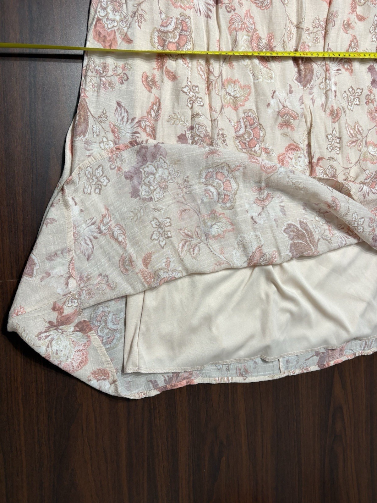 Naif Beige Pink Floral Off-Shoulder 3/4 Bell Sleeve Ruffle Blouse Womens XL