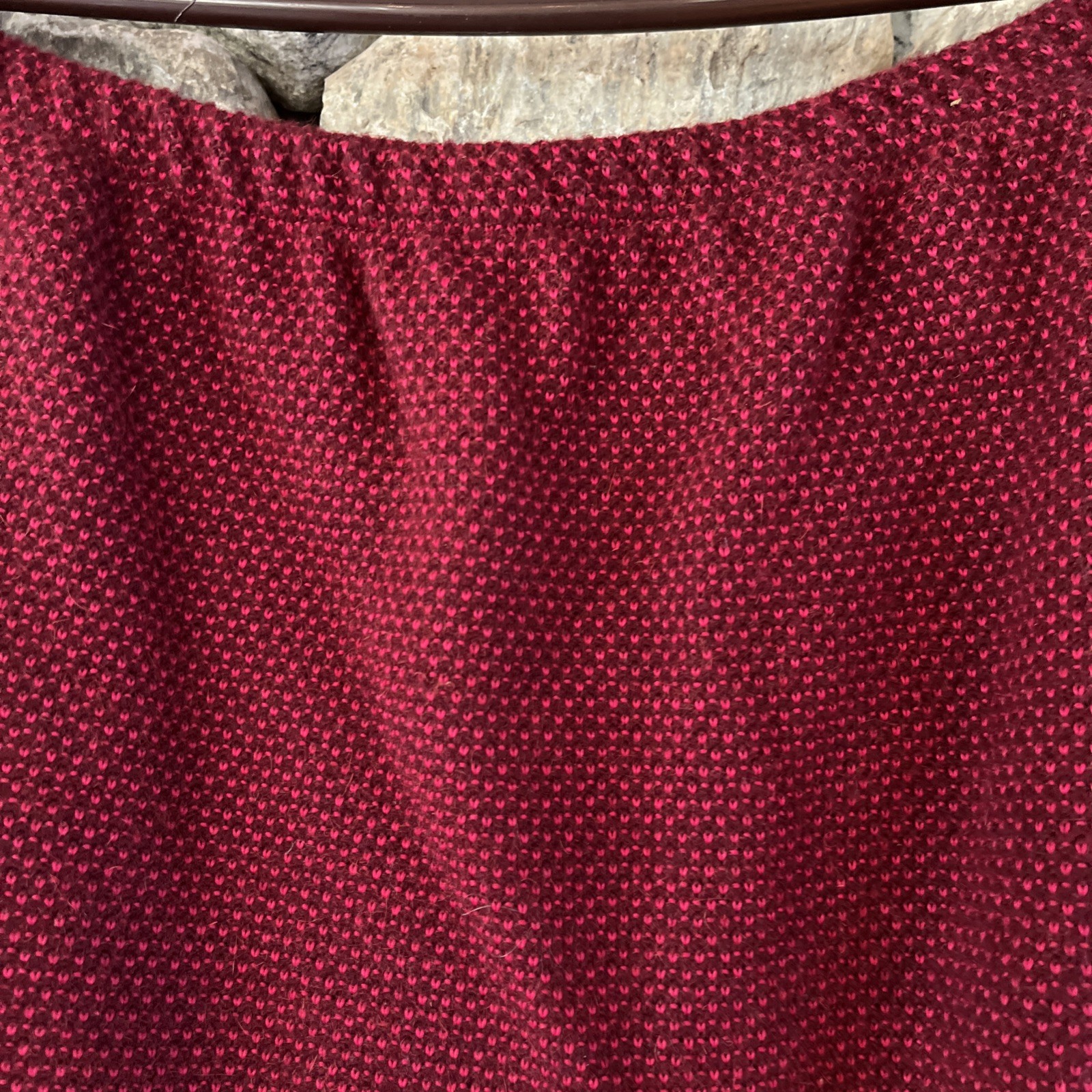 Castleberry Cranberry Red Black Knit Wool Blend Skirt Suit Set Jacket Top 3 Pcs