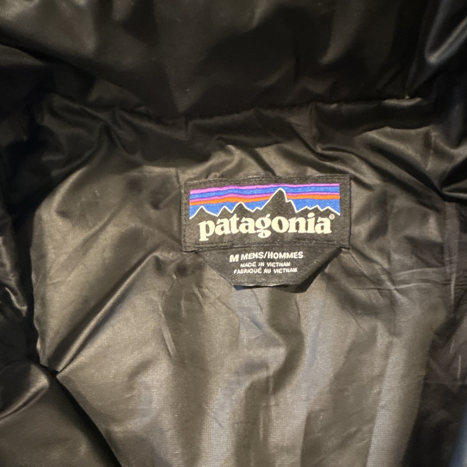 Patagonia Men’s Black Puffer Jacket M Insulated Zipped Pockets Zip Stand-Up
